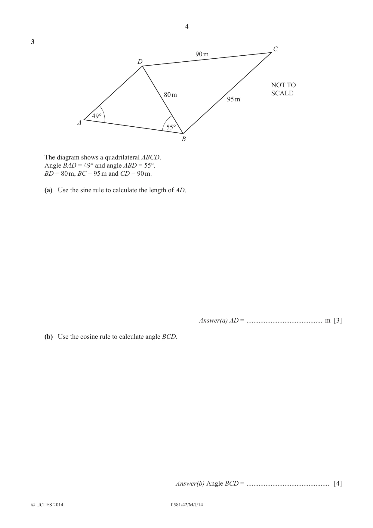 Cambridge IGCSE Mathematics (with coursework) 0581 2014 May/June Paper 4 · Variant 2 question paper, page 4 of 16