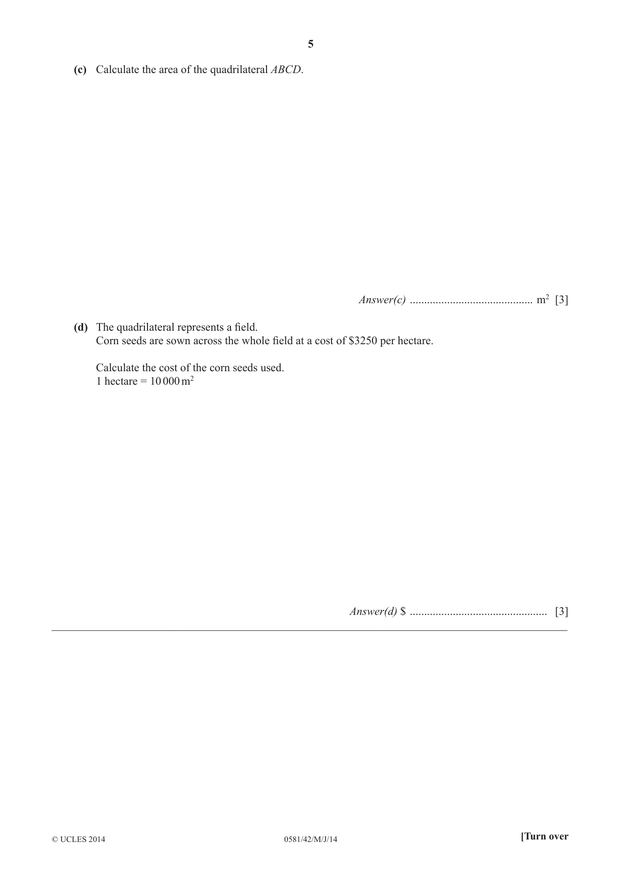 Cambridge IGCSE Mathematics (with coursework) 0581 2014 May/June Paper 4 · Variant 2 question paper, page 5 of 16