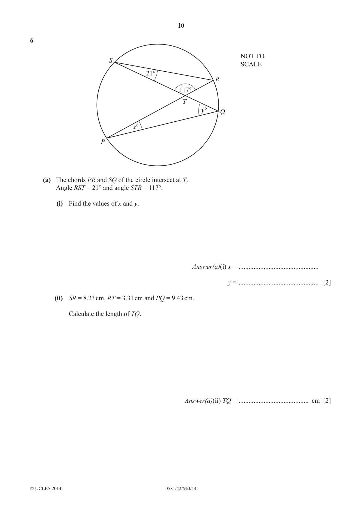 Cambridge IGCSE Mathematics (with coursework) 0581 2014 May/June Paper 4 · Variant 2 question paper, page 10 of 16