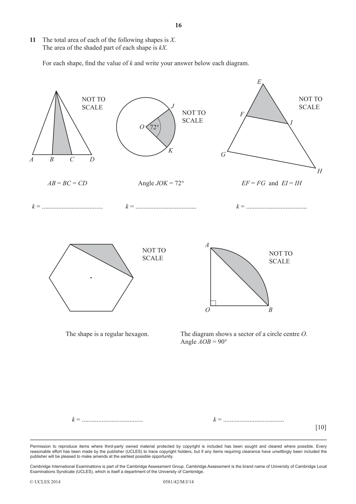 Cambridge IGCSE Mathematics (with coursework) 0581 2014 May/June Paper 4 · Variant 2 question paper, page 16 of 16