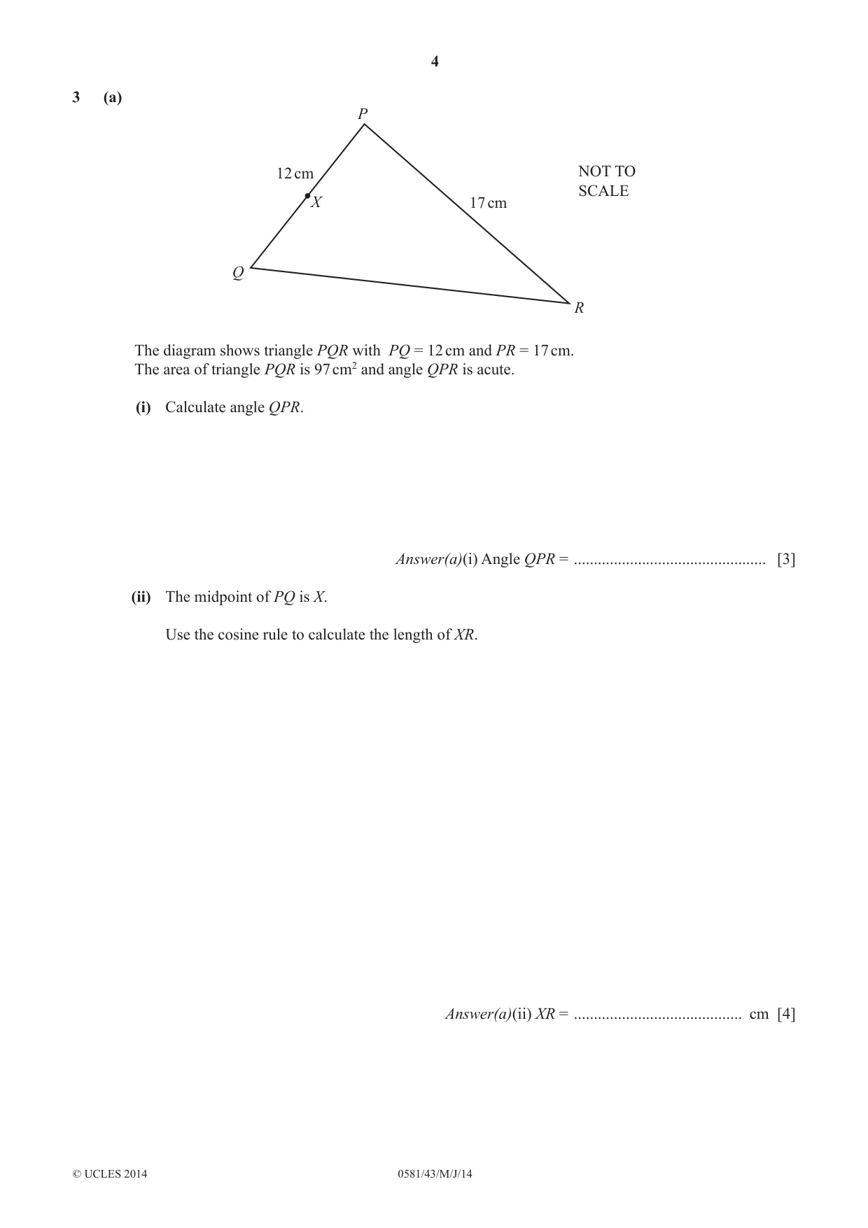 Cambridge IGCSE Mathematics (with coursework) 0581 2014 May/June Paper 4 · Variant 3 question paper, page 4 of 16