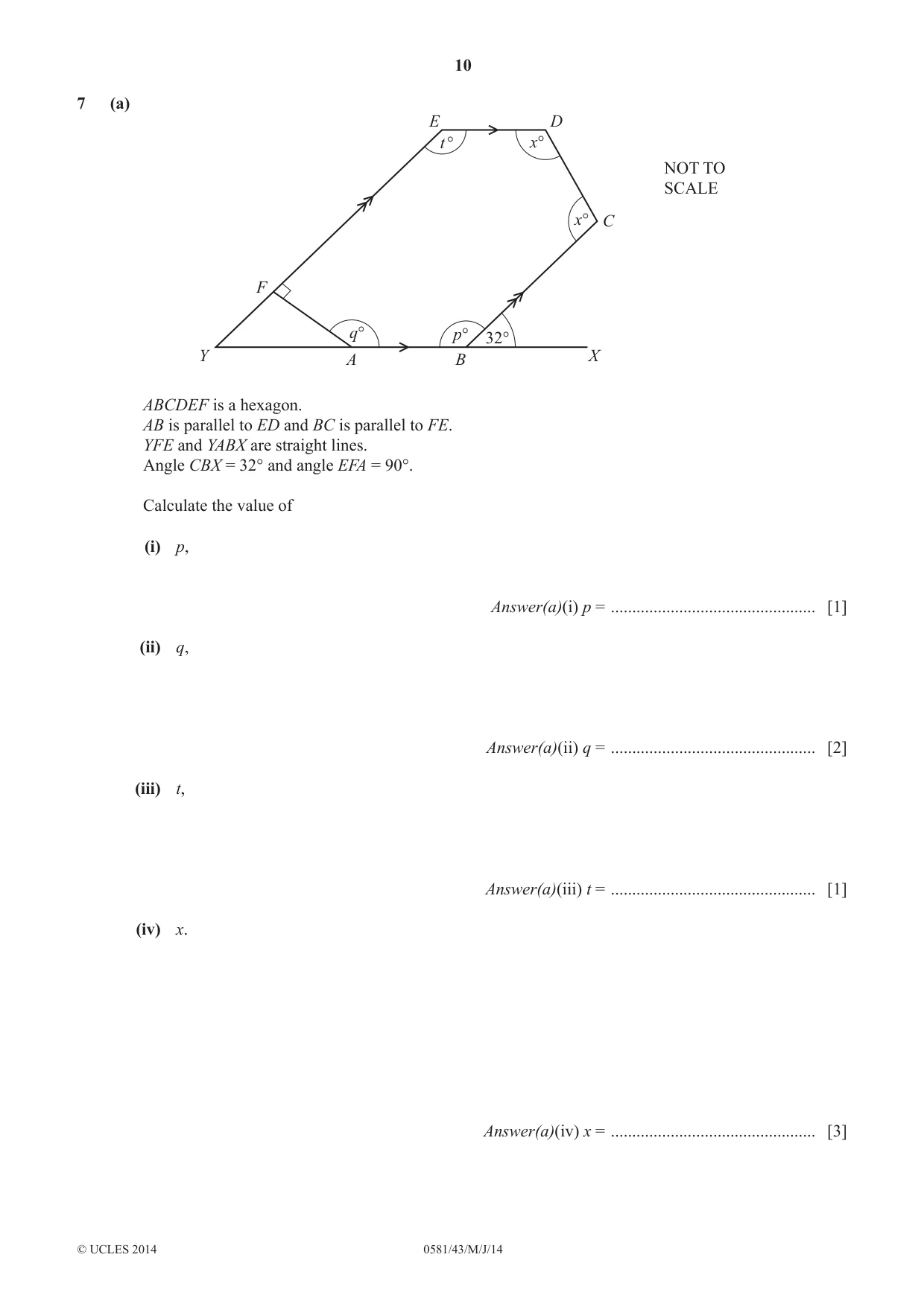 Cambridge IGCSE Mathematics (with coursework) 0581 2014 May/June Paper 4 · Variant 3 question paper, page 10 of 16