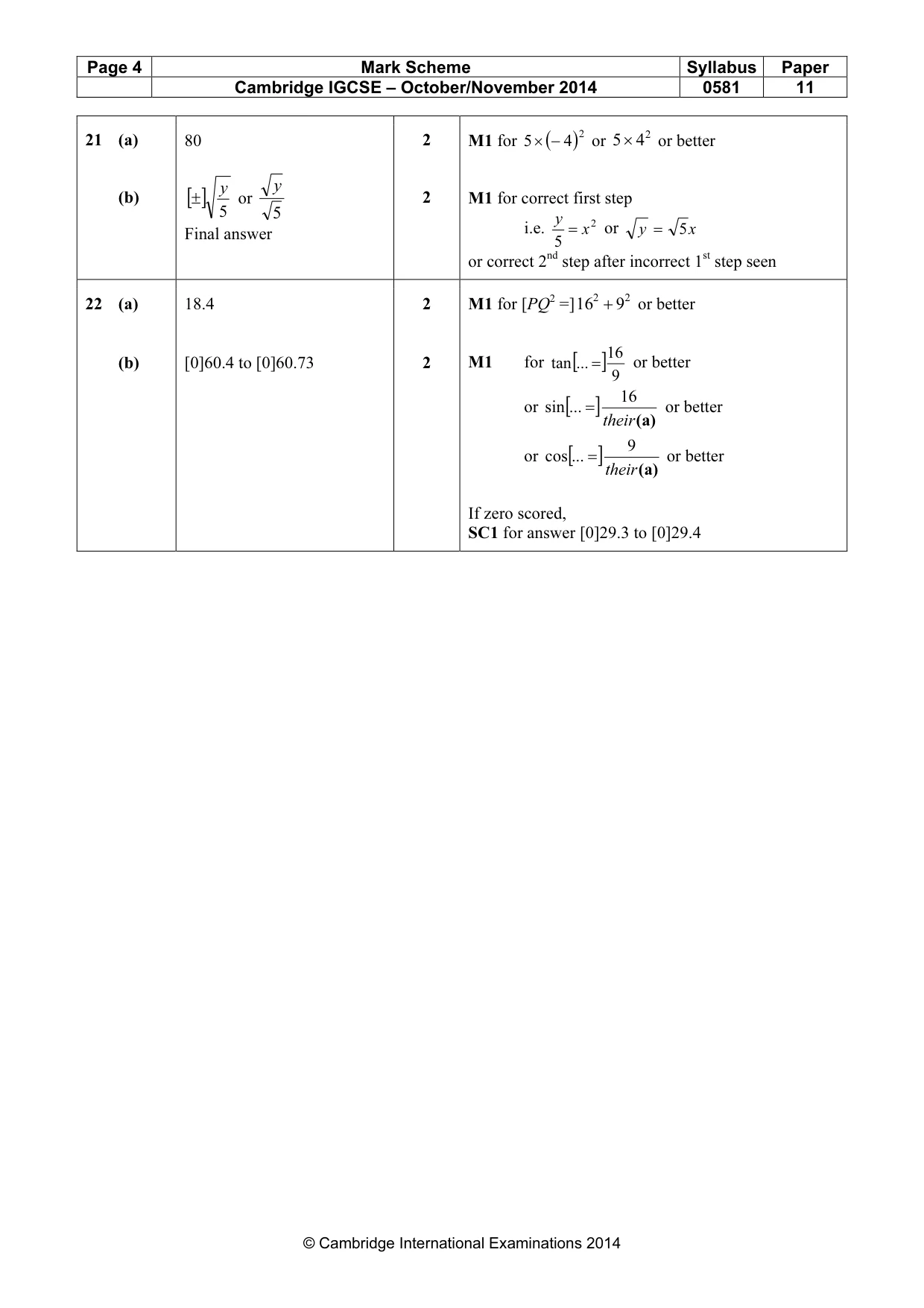 Mark scheme, page 4 of 4