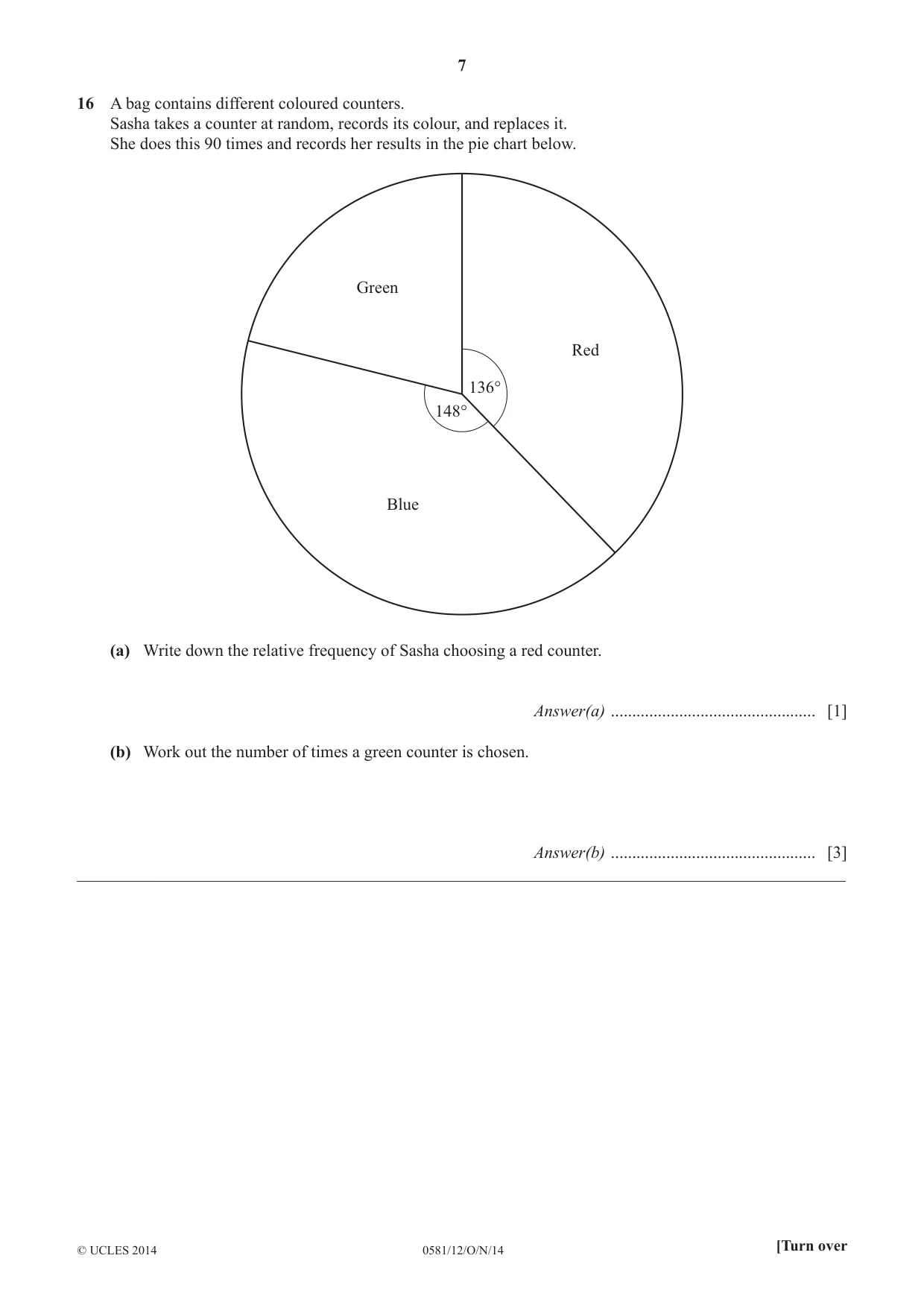Cambridge IGCSE Mathematics (with coursework) 0581 2014 Oct/Nov Paper 1 · Variant 2 question paper, page 7 of 12