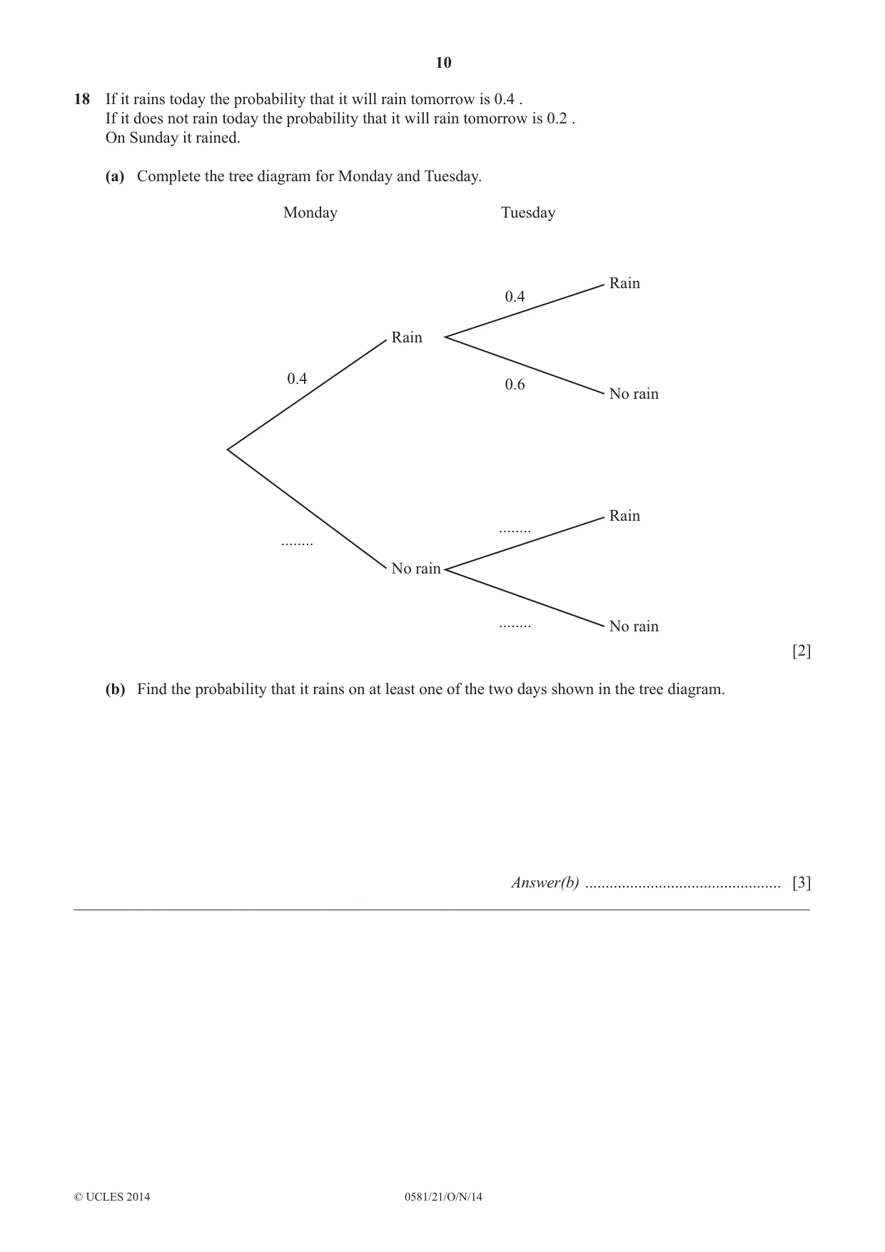 Cambridge IGCSE Mathematics (with coursework) 0581 2014 Oct/Nov Paper 2 · Variant 1 question paper, page 10 of 12