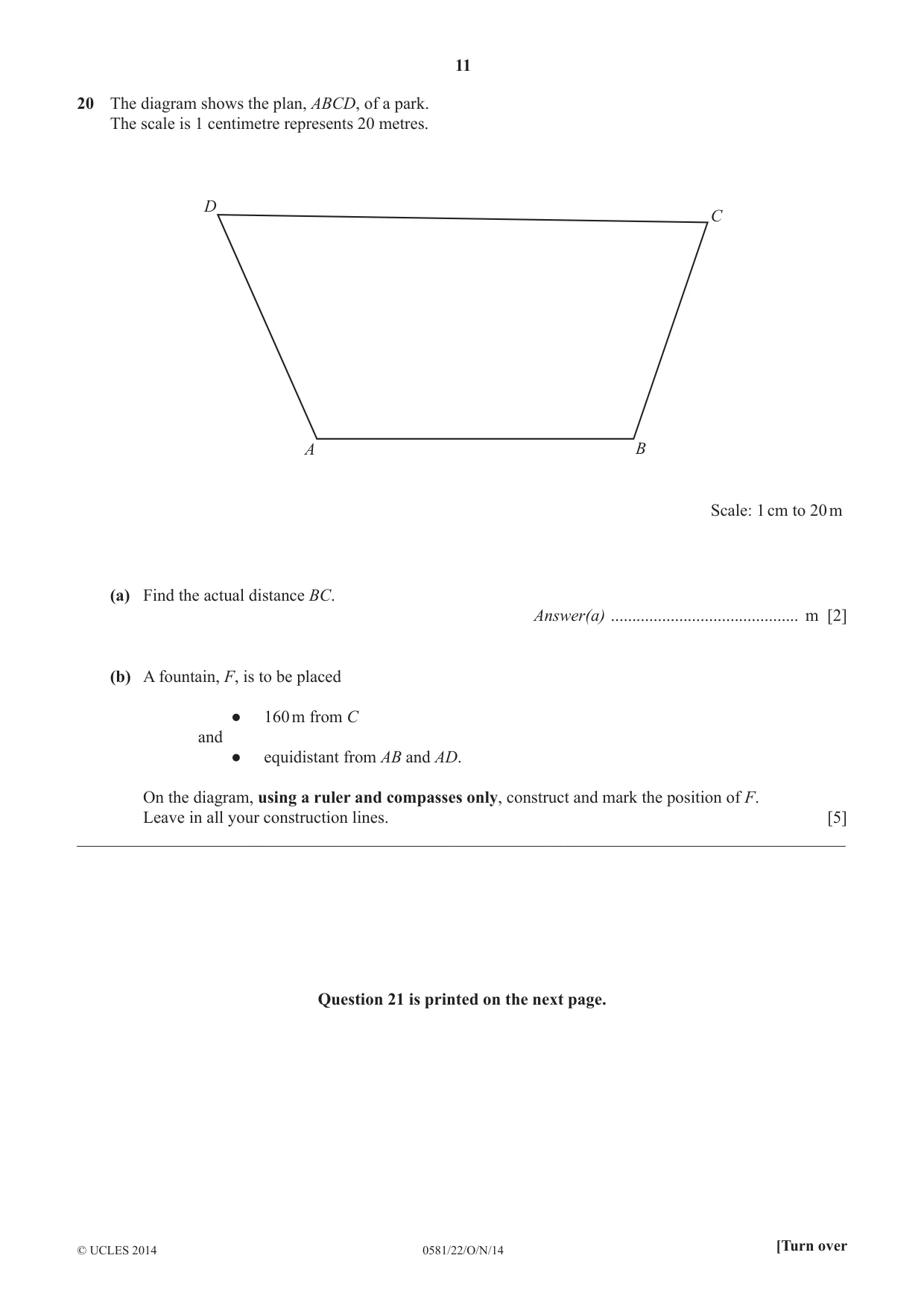 Cambridge IGCSE Mathematics (with coursework) 0581 2014 Oct/Nov Paper 2 · Variant 2 question paper, page 11 of 12