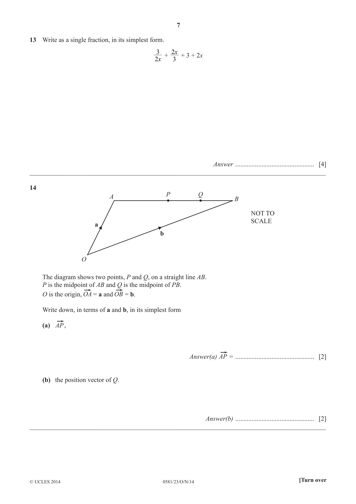 Cambridge IGCSE Mathematics (with coursework) 0581 2014 Oct/Nov Paper 2 · Variant 3 question paper, page 7 of 12