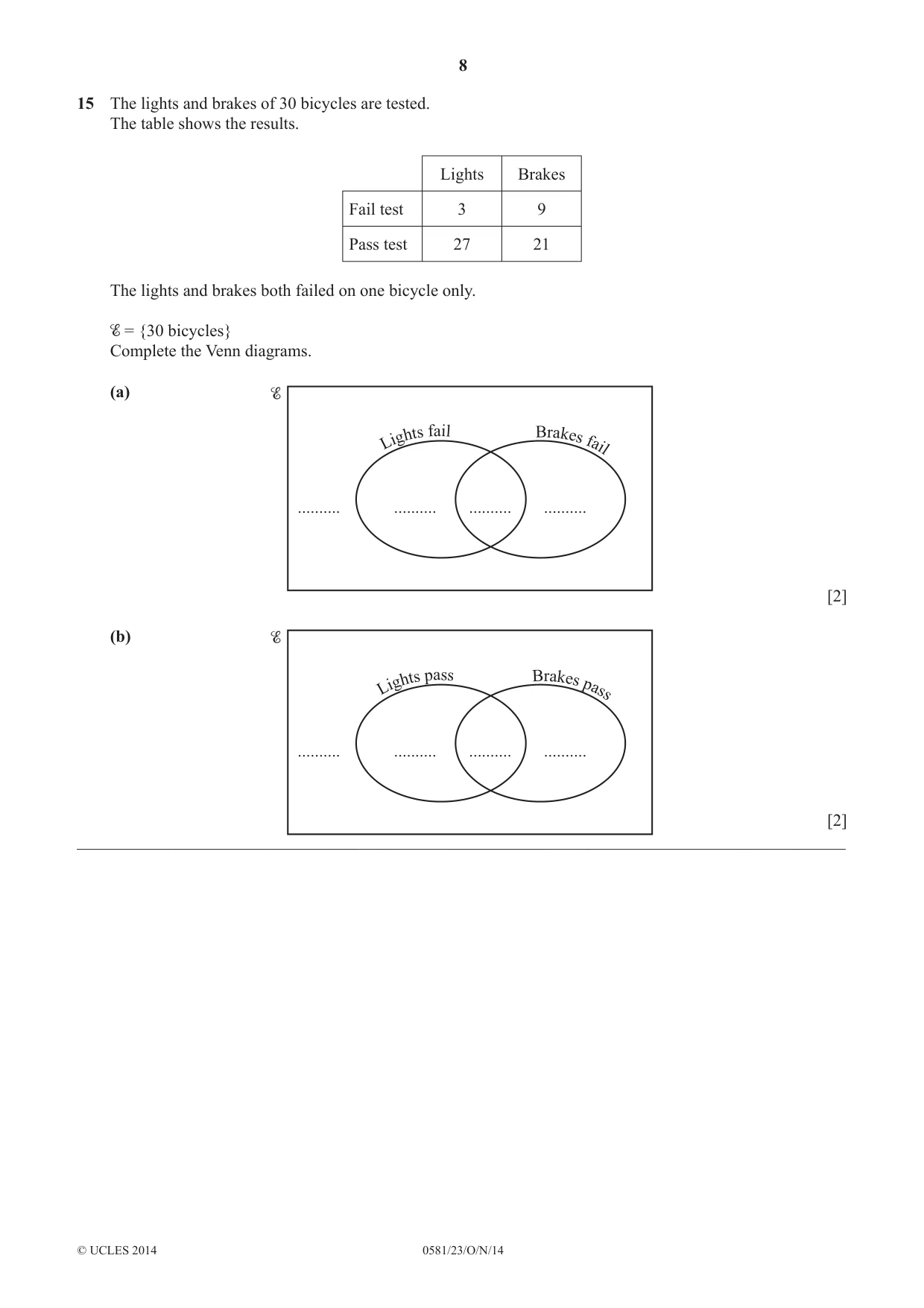 Cambridge IGCSE Mathematics (with coursework) 0581 2014 Oct/Nov Paper 2 · Variant 3 question paper, page 8 of 12