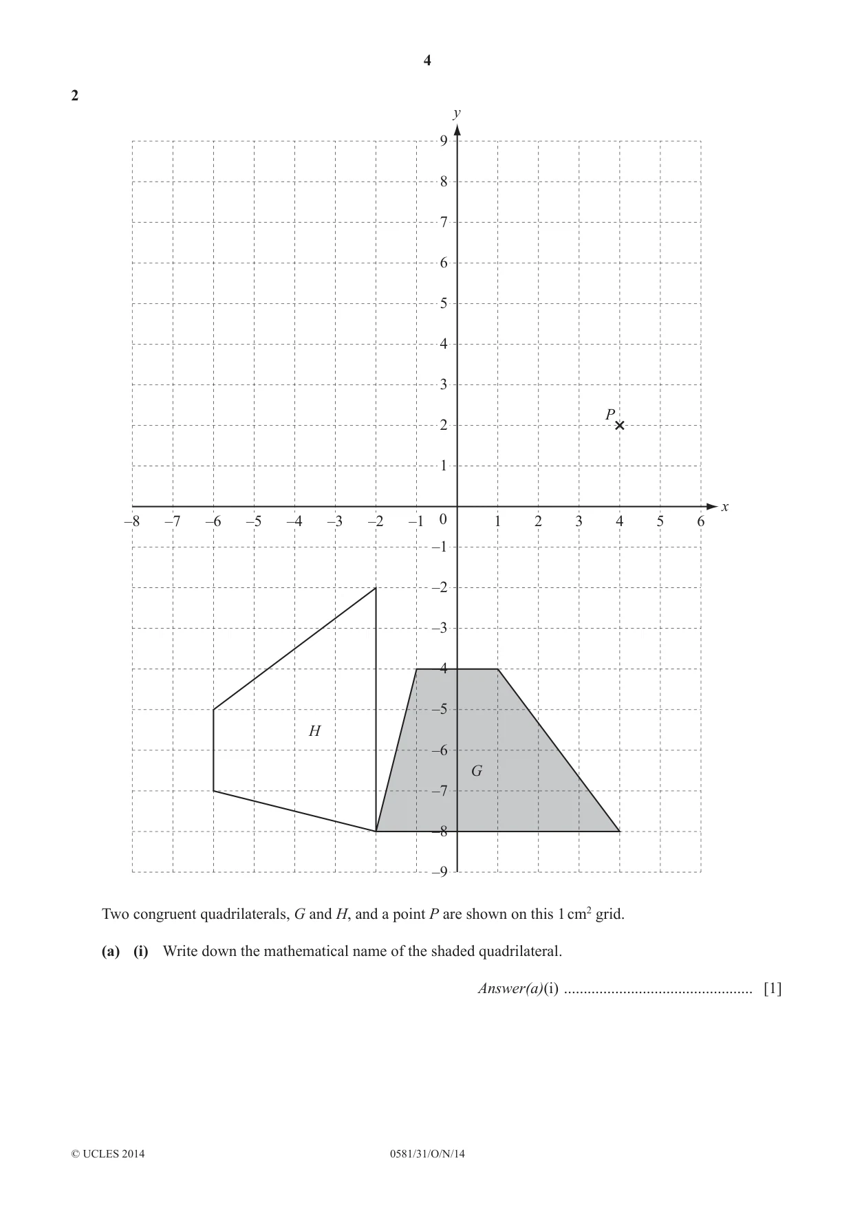 Cambridge IGCSE Mathematics (with coursework) 0581 2014 Oct/Nov Paper 3 · Variant 1 question paper, page 4 of 16