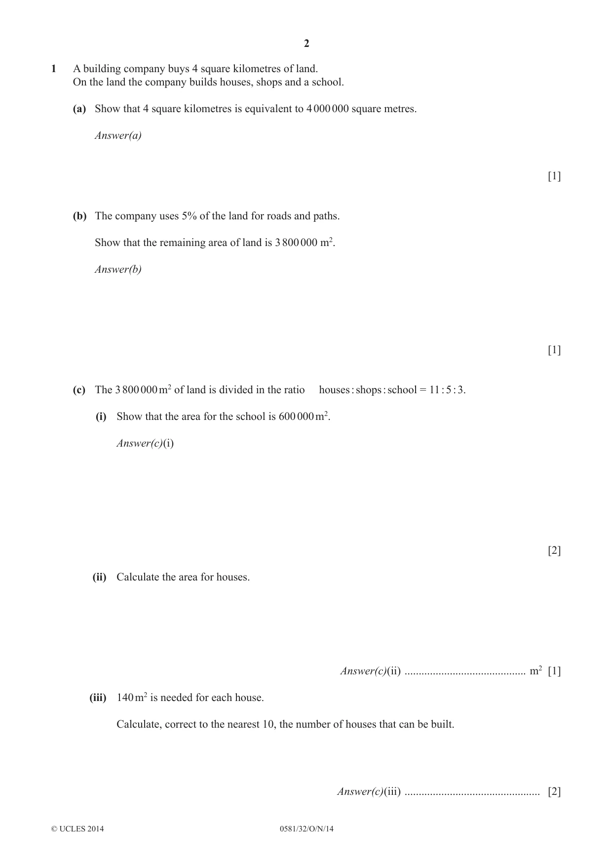 Cambridge IGCSE Mathematics (with coursework) 0581 2014 Oct/Nov Paper 3 · Variant 2 question paper, page 2 of 16