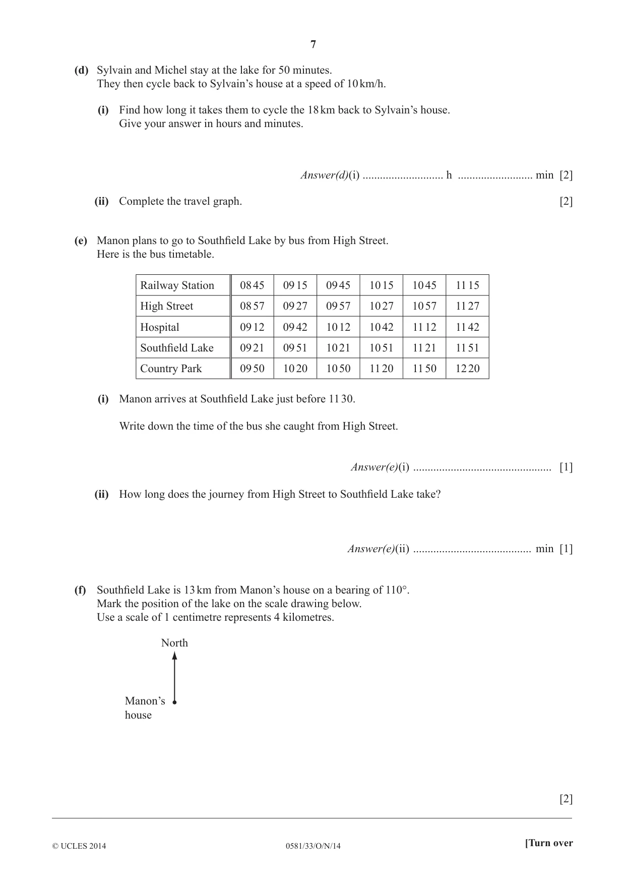 Cambridge IGCSE Mathematics (with coursework) 0581 2014 Oct/Nov Paper 3 · Variant 3 question paper, page 7 of 16