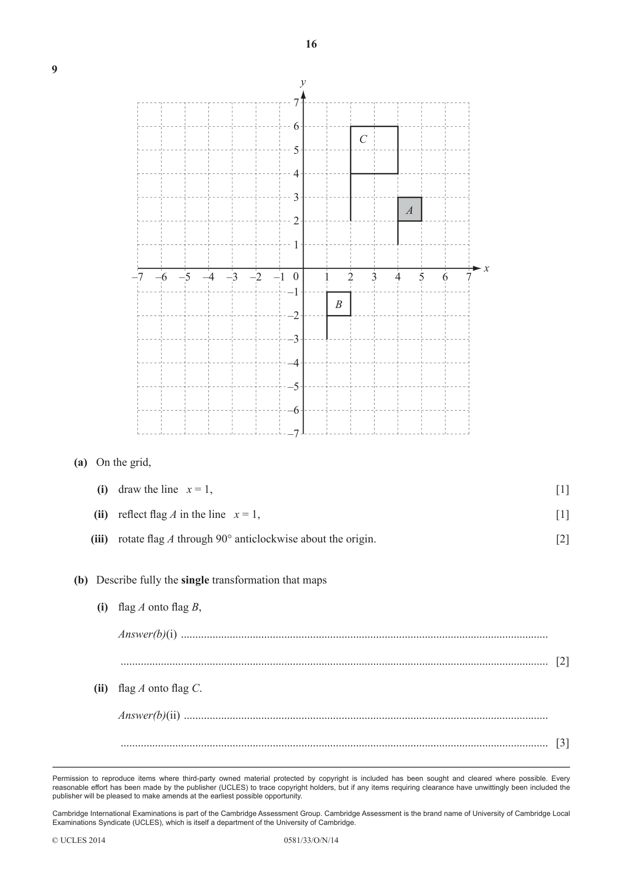 Cambridge IGCSE Mathematics (with coursework) 0581 2014 Oct/Nov Paper 3 · Variant 3 question paper, page 16 of 16