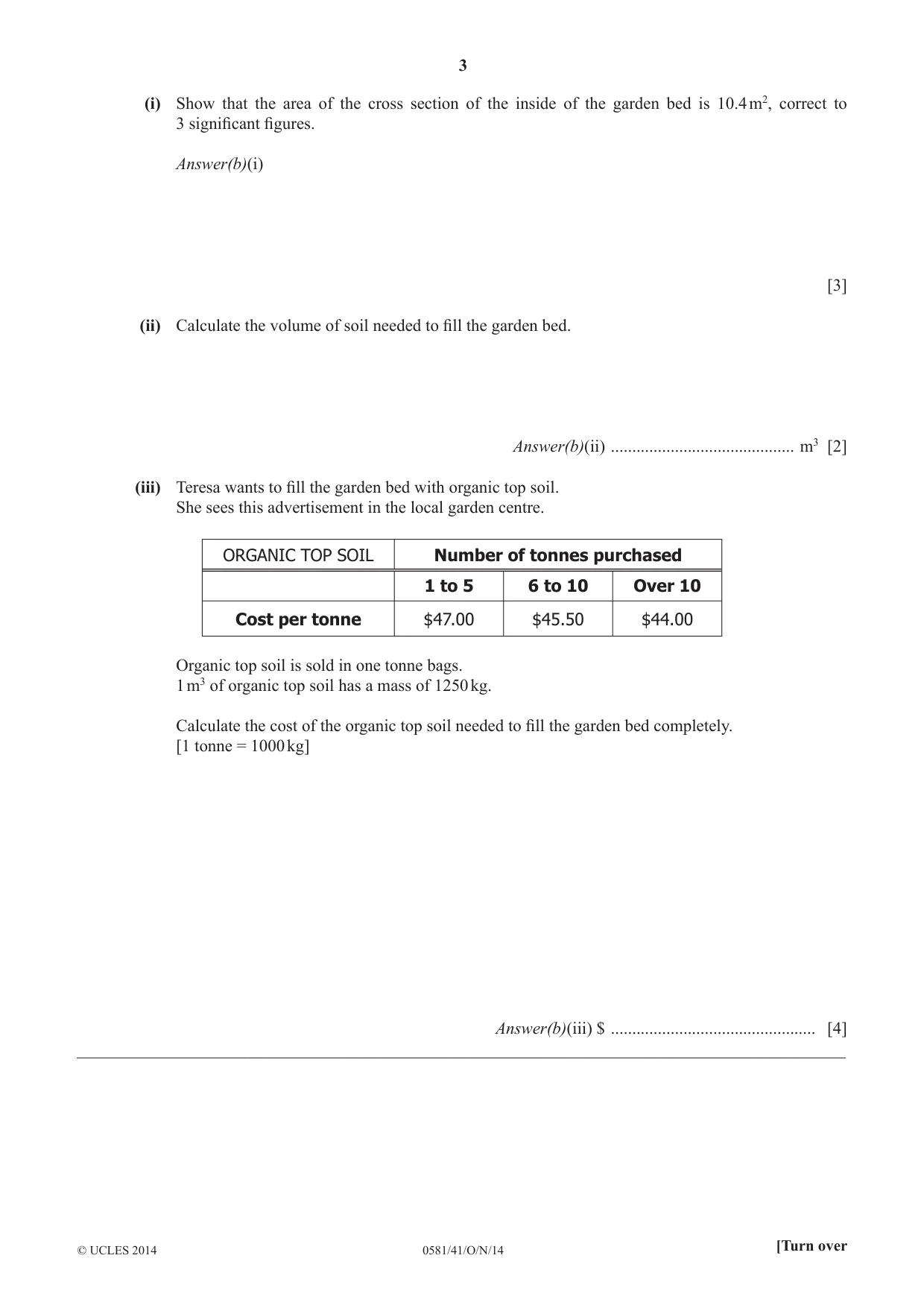 Cambridge IGCSE Mathematics (with coursework) 0581 2014 Oct/Nov Paper 4 · Variant 1 question paper, page 3 of 20