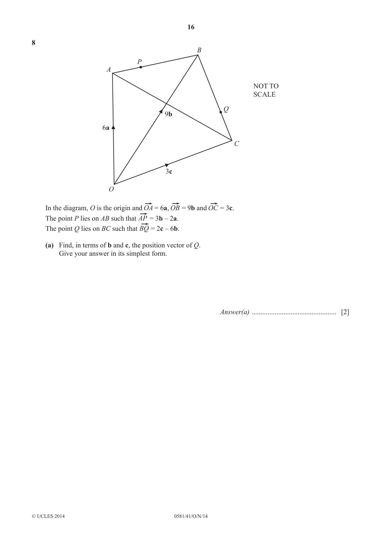 Cambridge IGCSE Mathematics (with coursework) 0581 2014 Oct/Nov Paper 4 · Variant 1 question paper, page 16 of 20