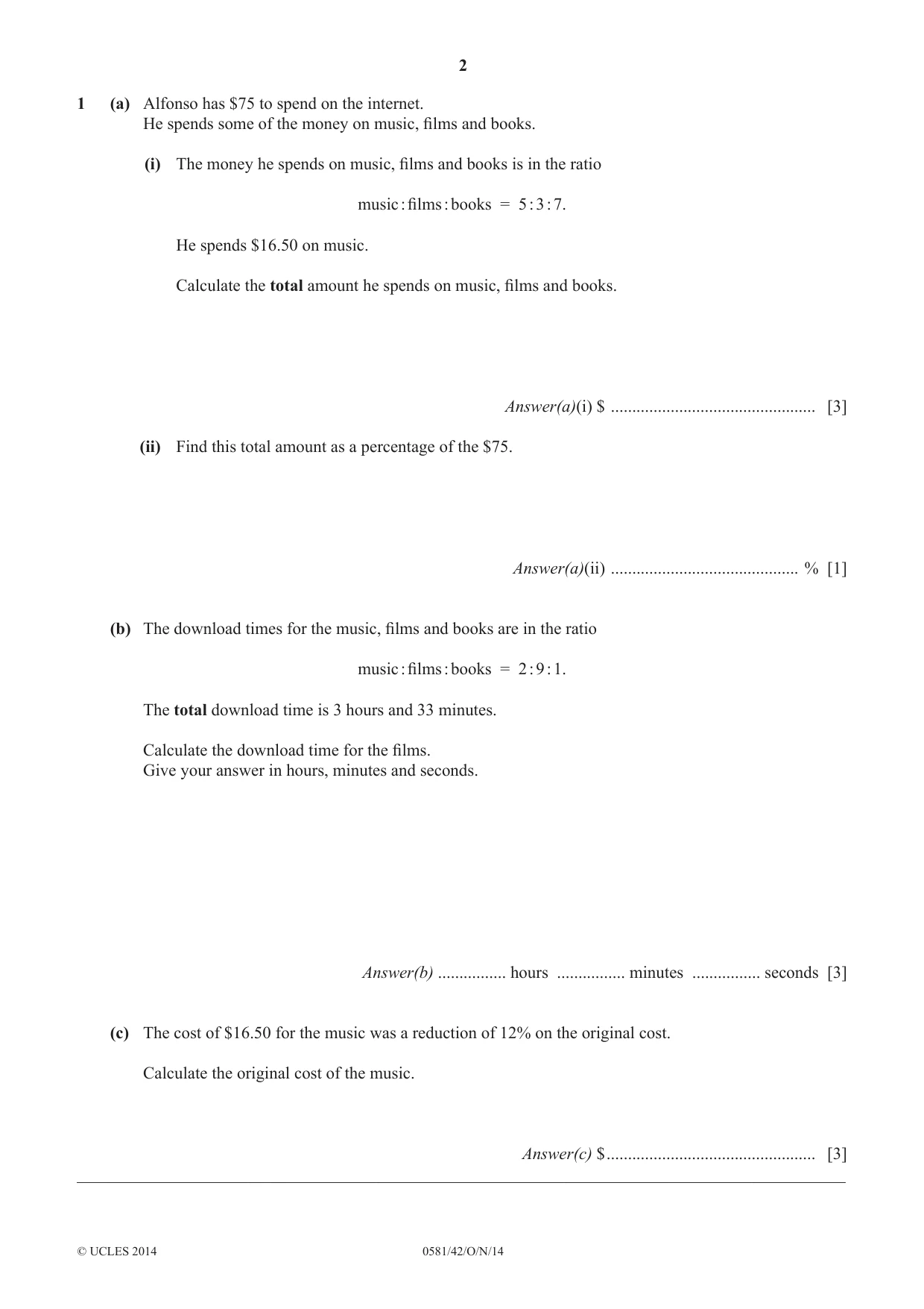 Cambridge IGCSE Mathematics (with coursework) 0581 2014 Oct/Nov Paper 4 · Variant 2 question paper, page 2 of 20
