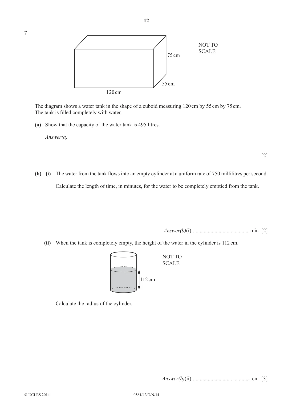 Cambridge IGCSE Mathematics (with coursework) 0581 2014 Oct/Nov Paper 4 · Variant 2 question paper, page 12 of 20
