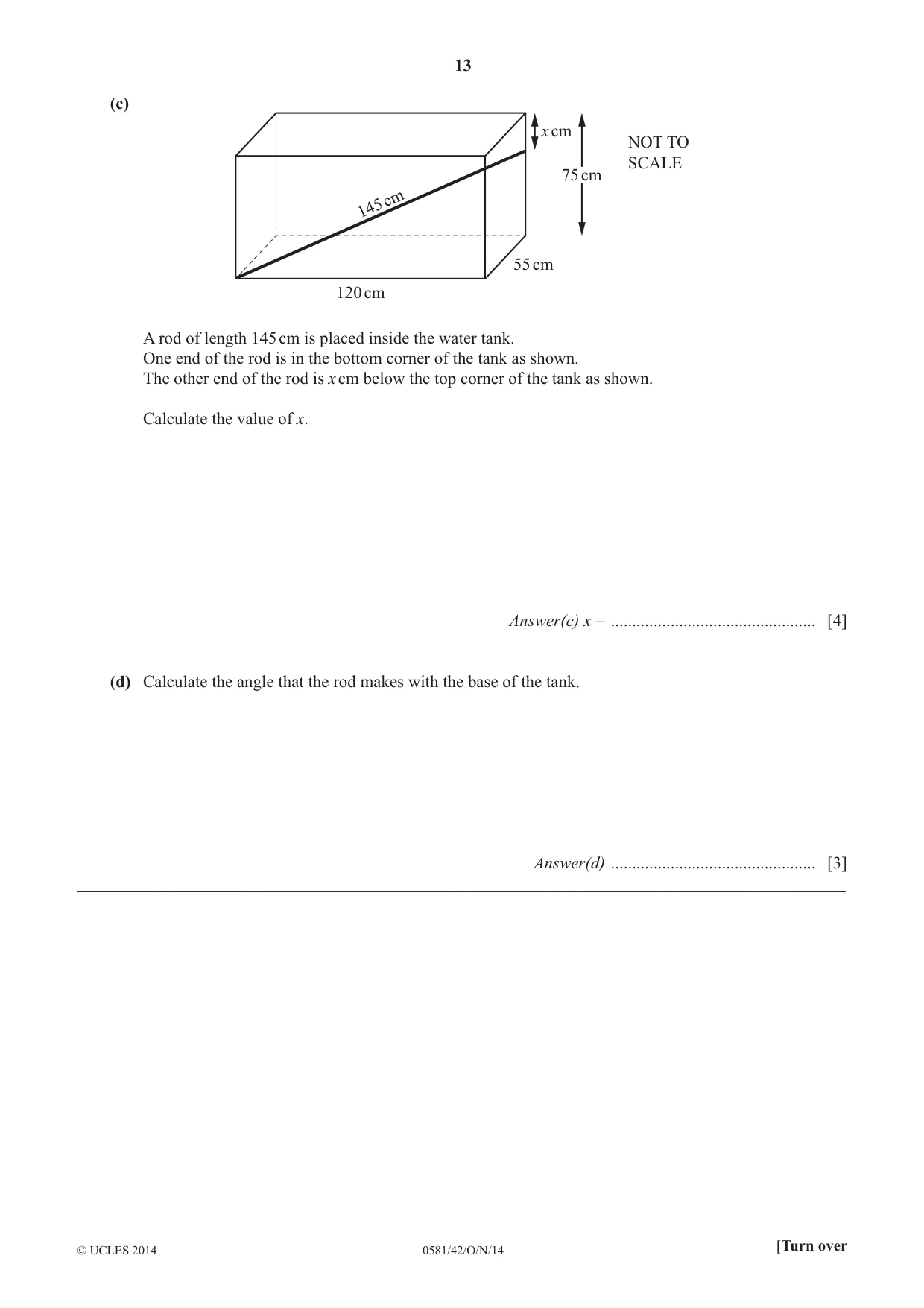 Cambridge IGCSE Mathematics (with coursework) 0581 2014 Oct/Nov Paper 4 · Variant 2 question paper, page 13 of 20