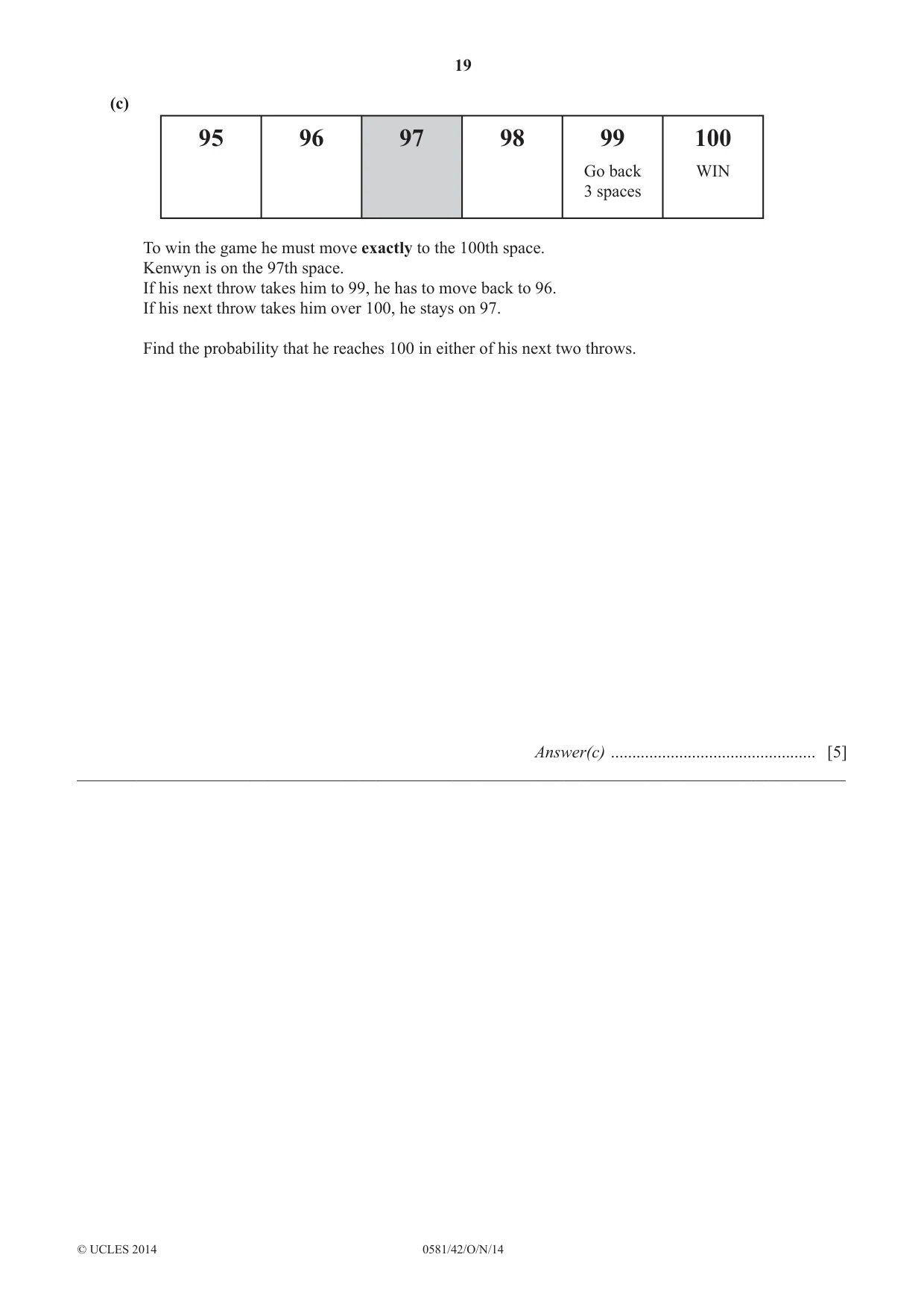 Cambridge IGCSE Mathematics (with coursework) 0581 2014 Oct/Nov Paper 4 · Variant 2 question paper, page 19 of 20