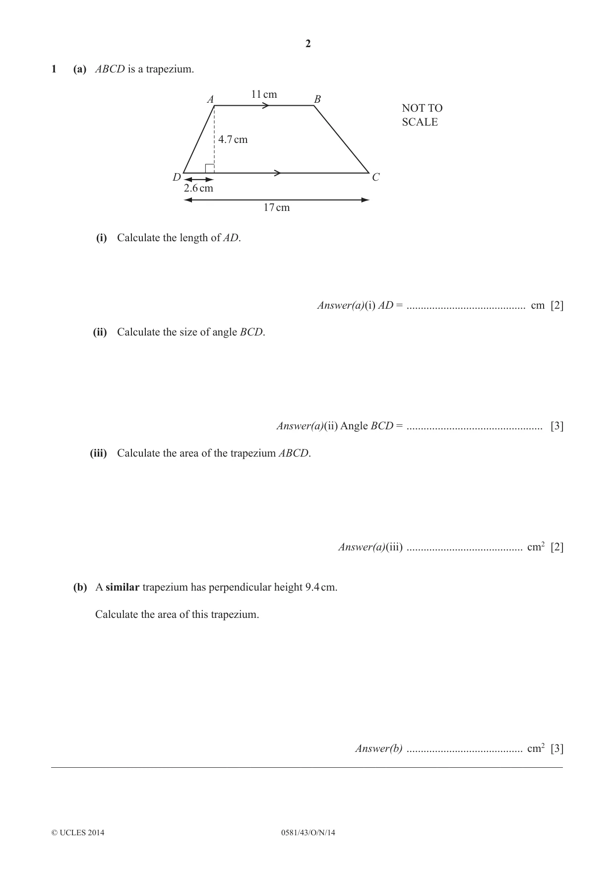 Cambridge IGCSE Mathematics (with coursework) 0581 2014 Oct/Nov Paper 4 · Variant 3 question paper, page 2 of 16