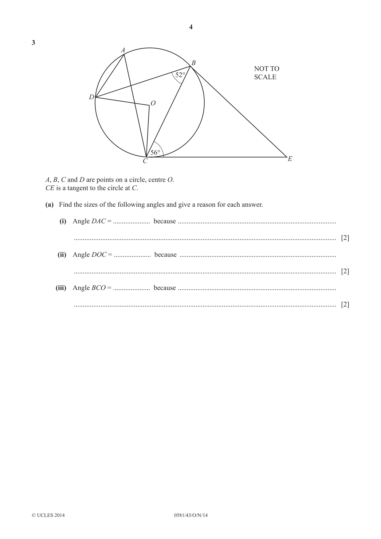 Cambridge IGCSE Mathematics (with coursework) 0581 2014 Oct/Nov Paper 4 · Variant 3 question paper, page 4 of 16