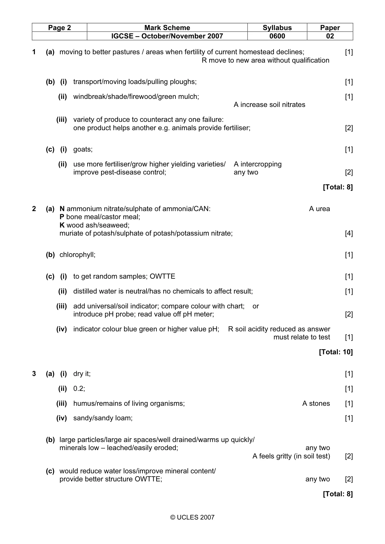 Mark scheme, page 2 of 5