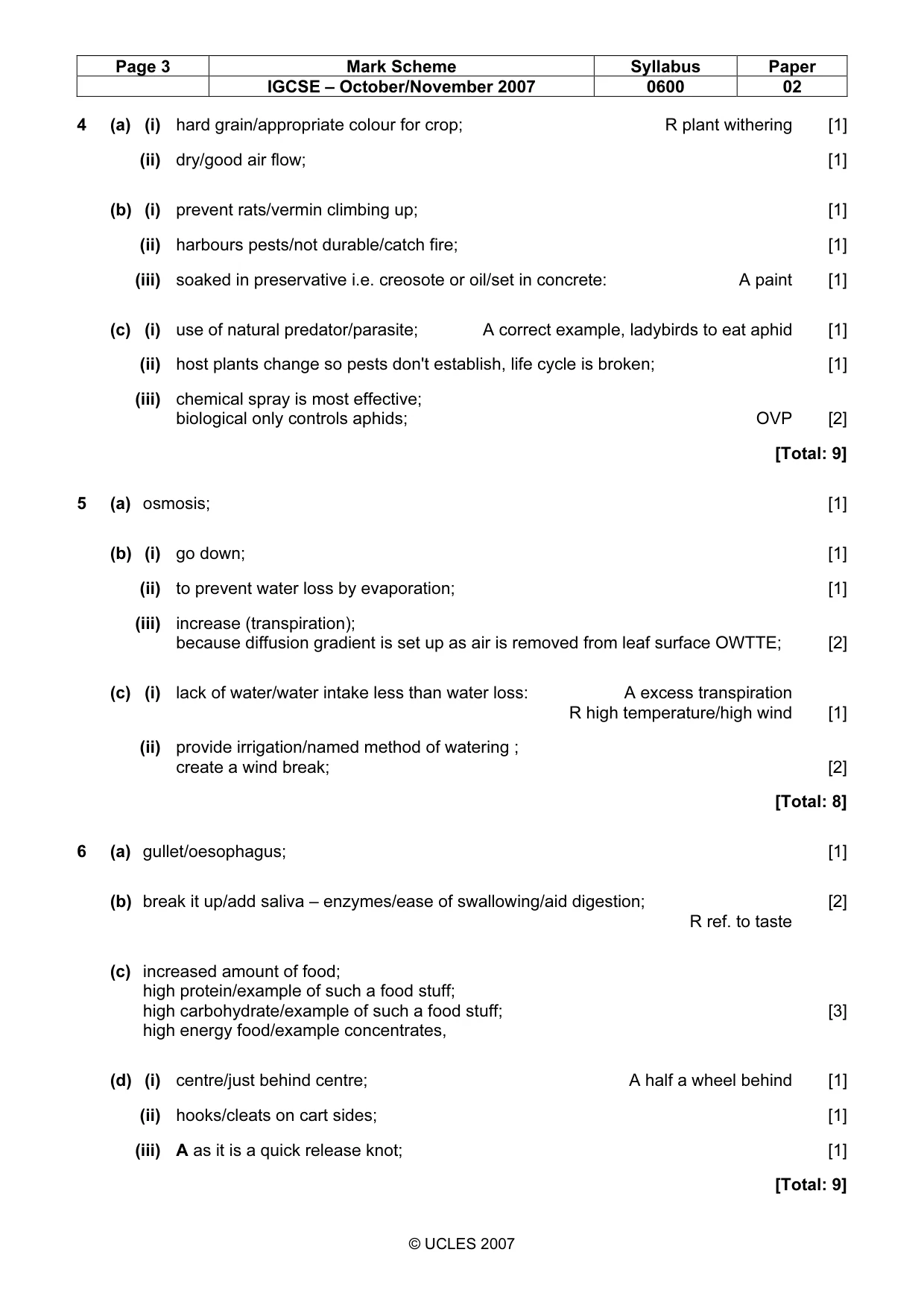 Mark scheme, page 3 of 5