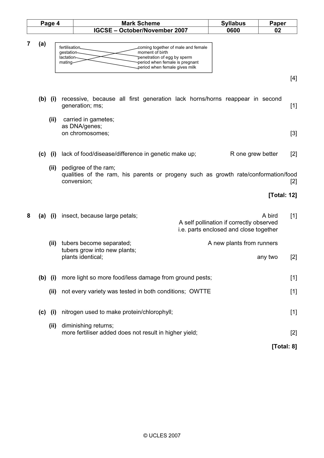 Mark scheme, page 4 of 5