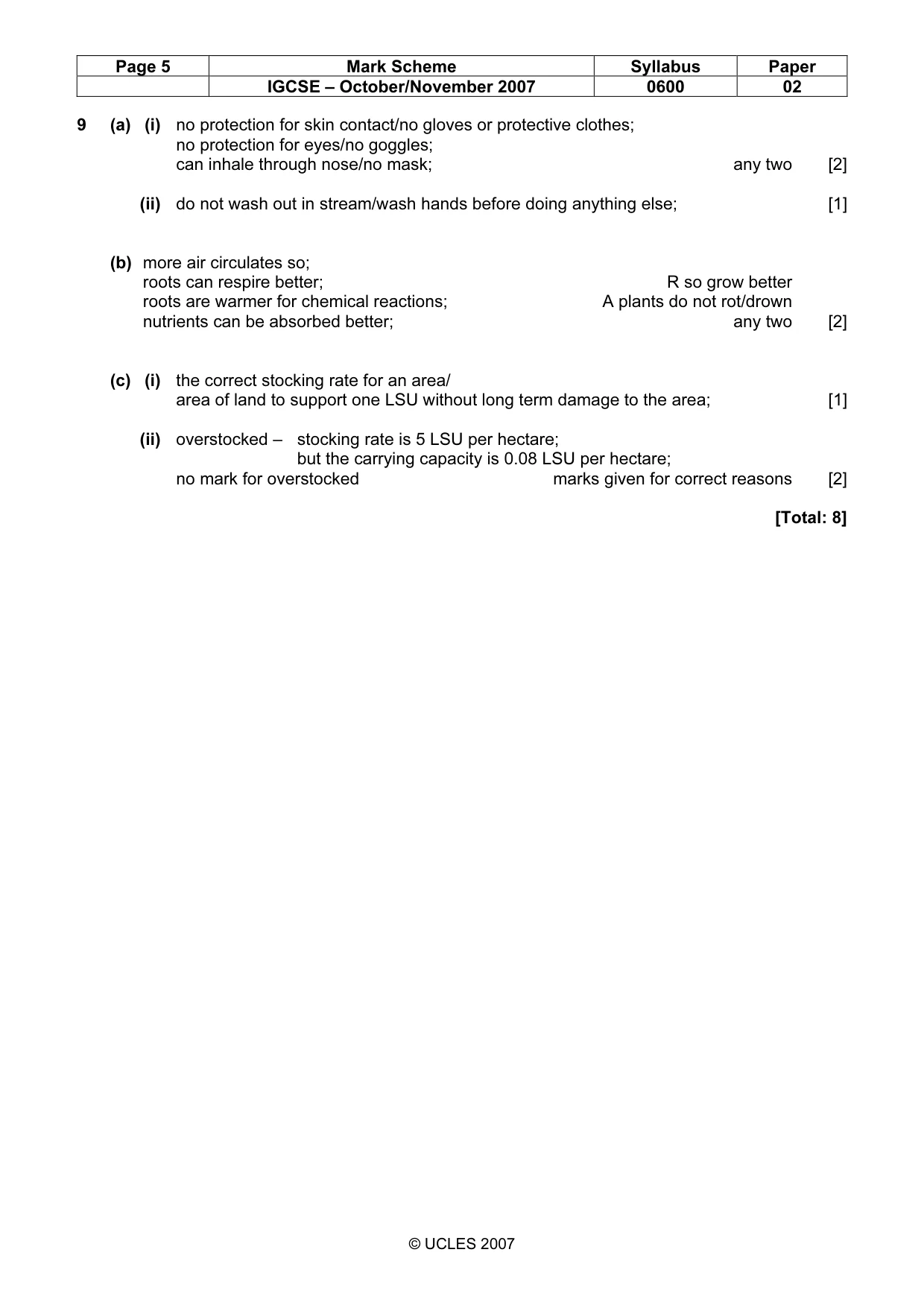 Mark scheme, page 5 of 5