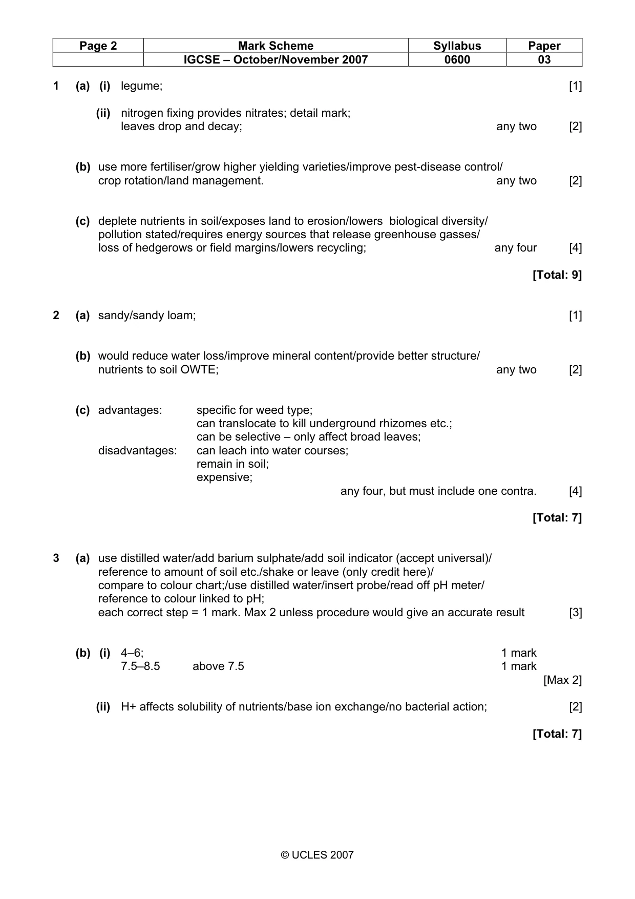 Mark scheme, page 2 of 5