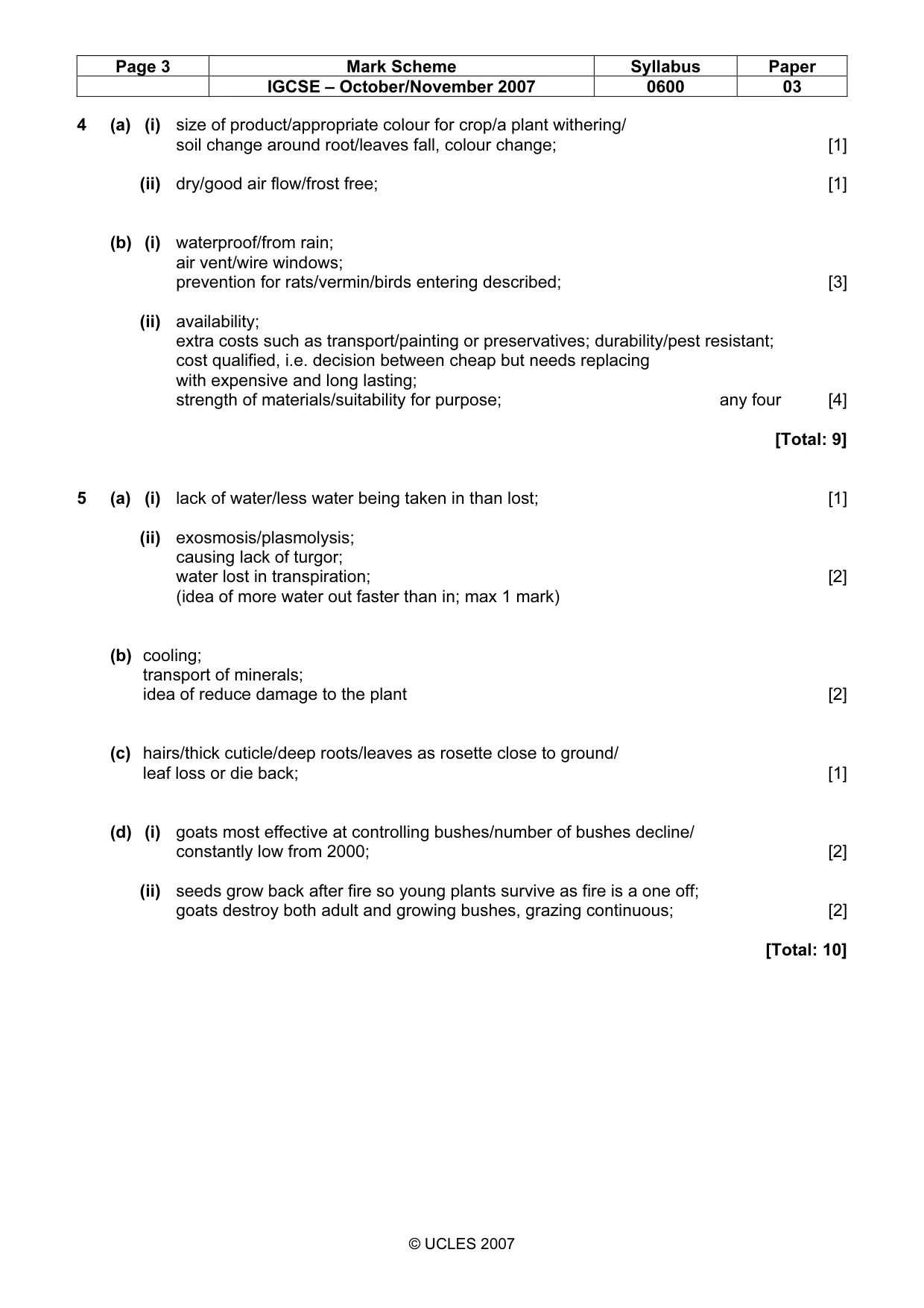 Mark scheme, page 3 of 5