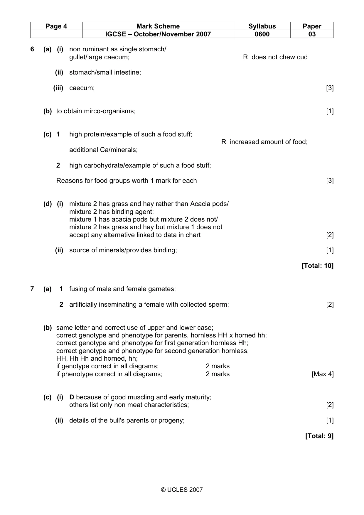 Mark scheme, page 4 of 5