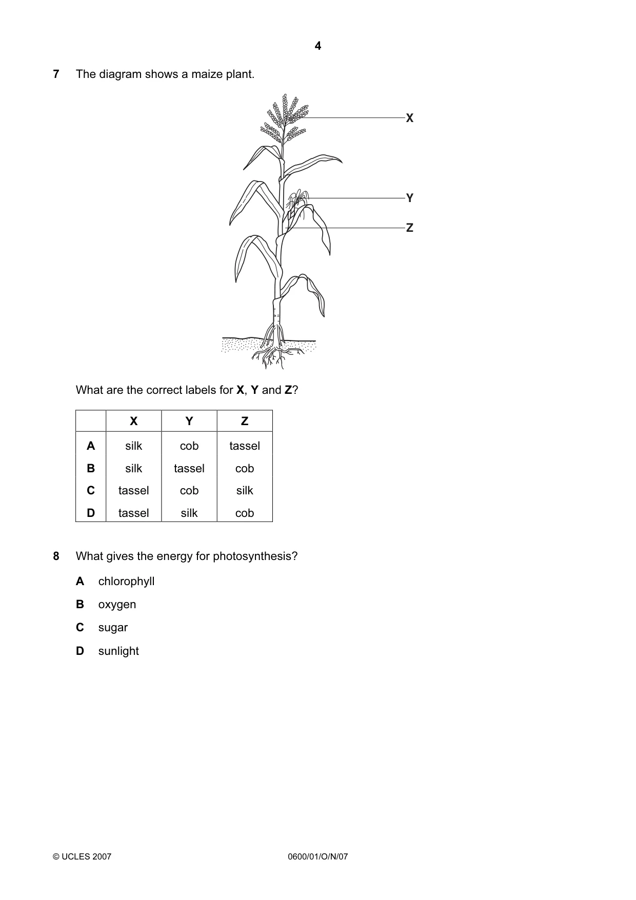 Cambridge IGCSE Agriculture 0600 2007 Oct/Nov Paper 1 · Variant 1 question paper, page 4 of 20