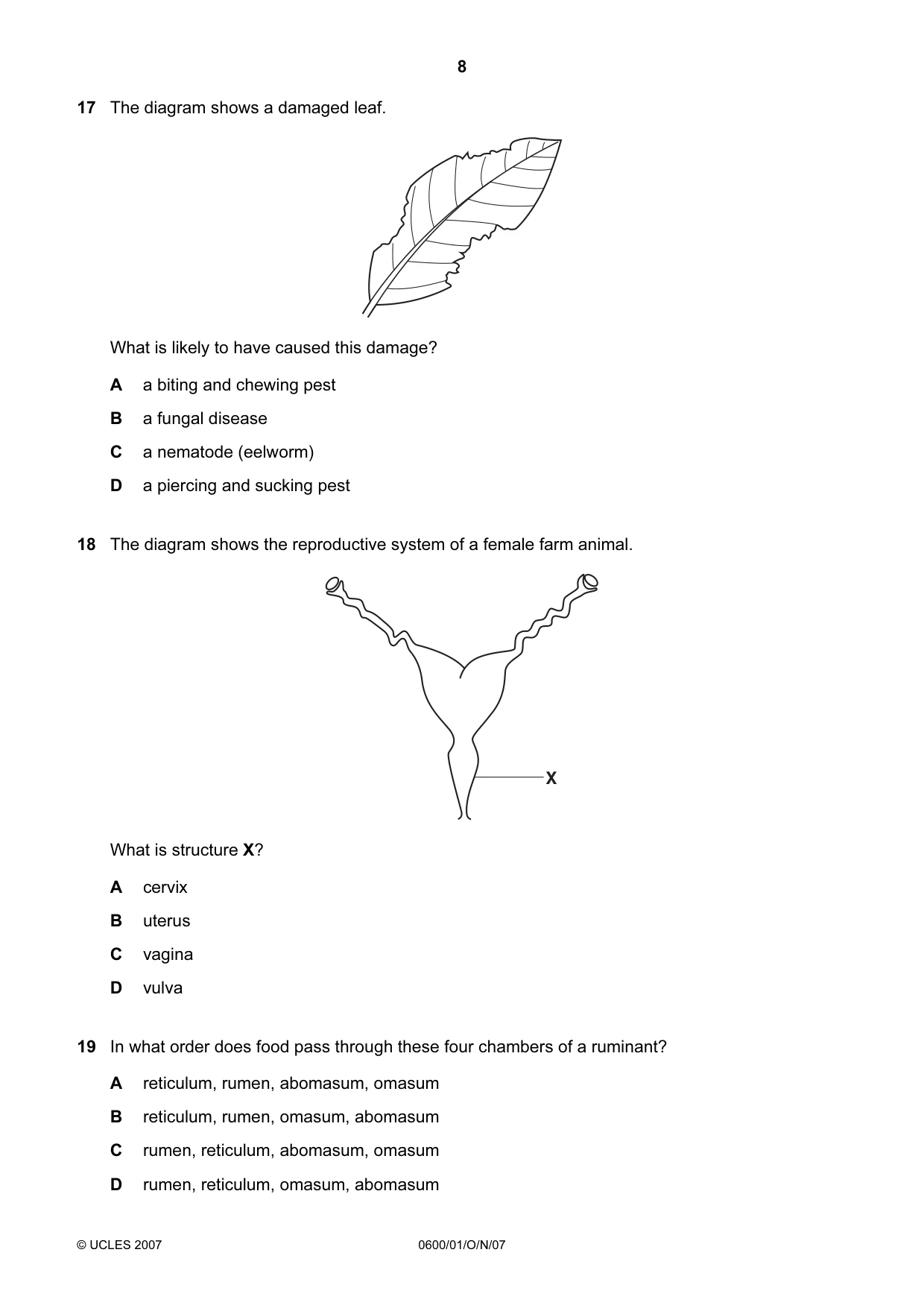 Cambridge IGCSE Agriculture 0600 2007 Oct/Nov Paper 1 · Variant 1 question paper, page 8 of 20