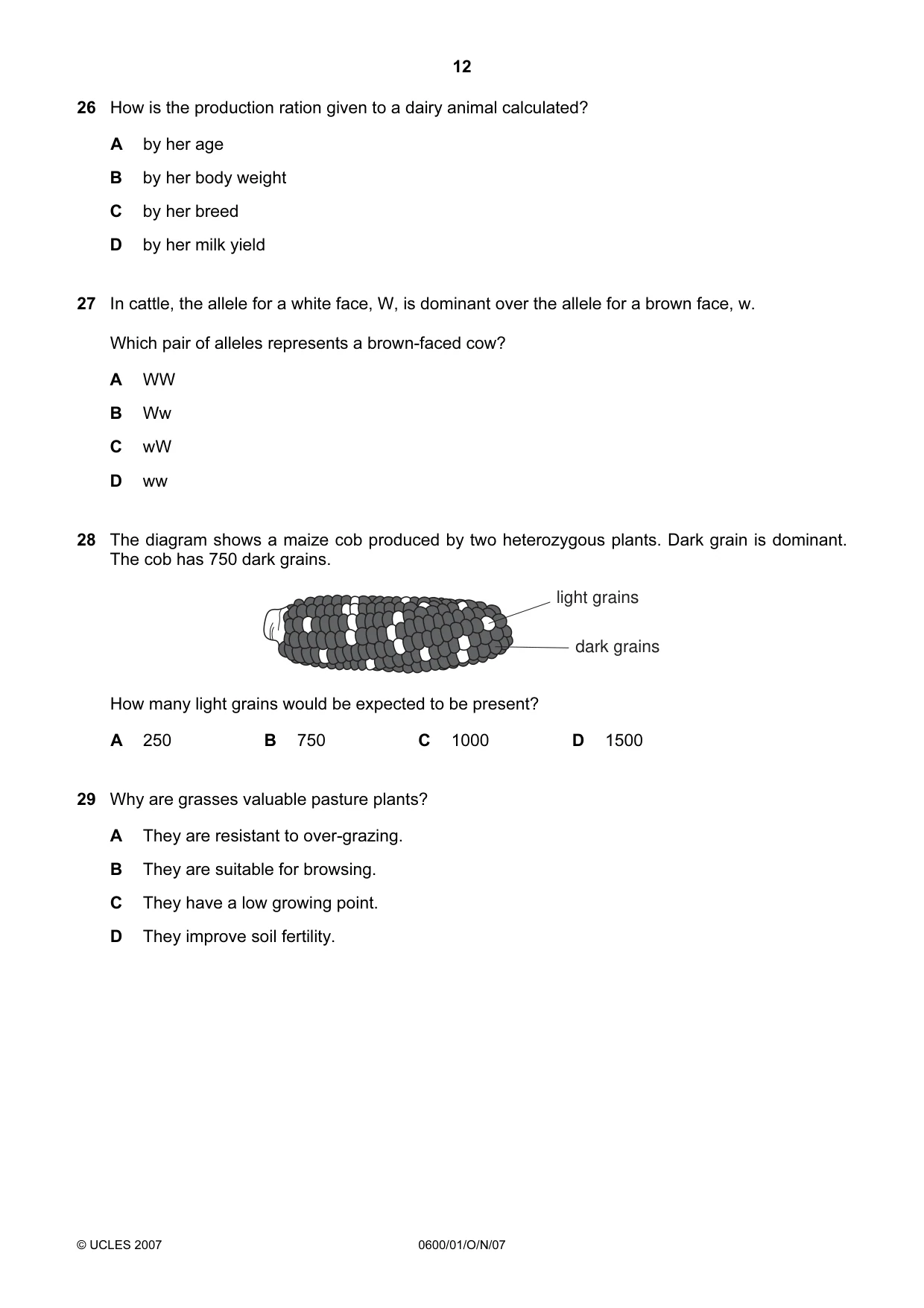 Cambridge IGCSE Agriculture 0600 2007 Oct/Nov Paper 1 · Variant 1 question paper, page 12 of 20