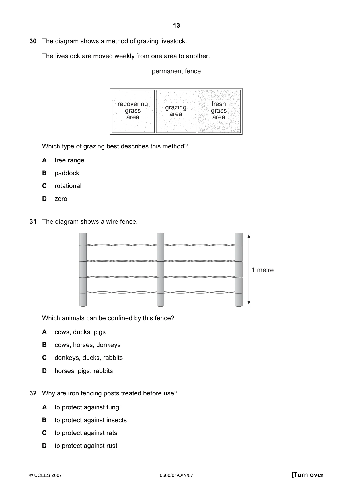 Cambridge IGCSE Agriculture 0600 2007 Oct/Nov Paper 1 · Variant 1 question paper, page 13 of 20