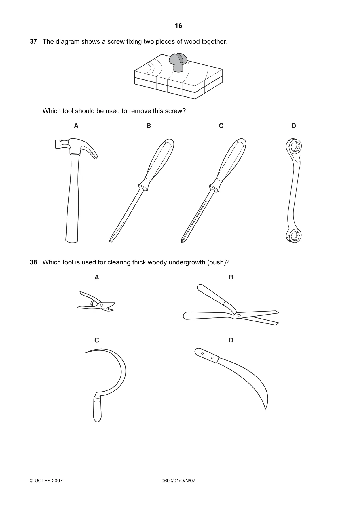 Cambridge IGCSE Agriculture 0600 2007 Oct/Nov Paper 1 · Variant 1 question paper, page 16 of 20