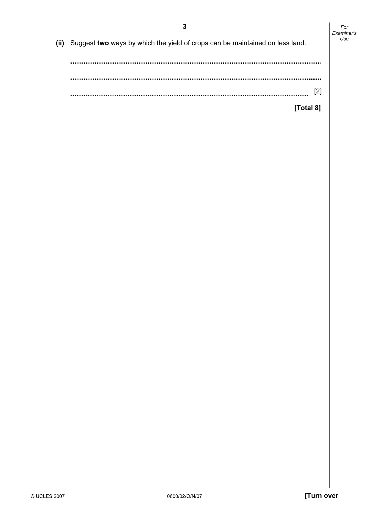 Cambridge IGCSE Agriculture 0600 2007 Oct/Nov Paper 2 · Variant 1 question paper, page 3 of 20