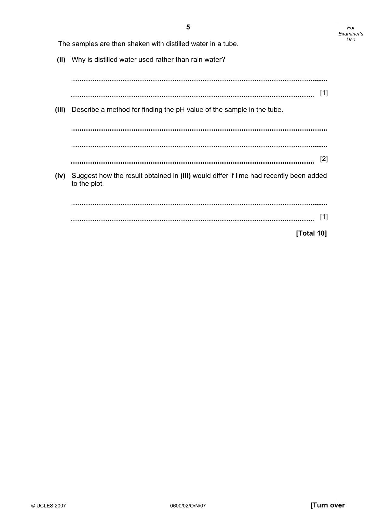 Cambridge IGCSE Agriculture 0600 2007 Oct/Nov Paper 2 · Variant 1 question paper, page 5 of 20