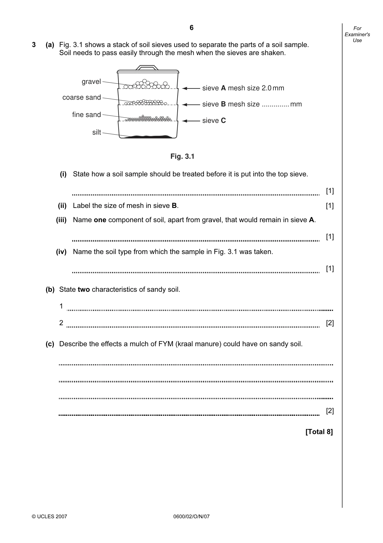 Cambridge IGCSE Agriculture 0600 2007 Oct/Nov Paper 2 · Variant 1 question paper, page 6 of 20