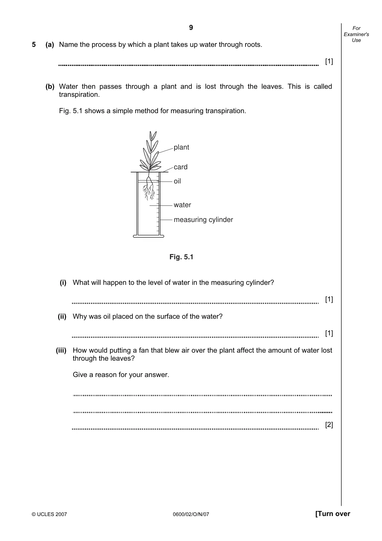 Cambridge IGCSE Agriculture 0600 2007 Oct/Nov Paper 2 · Variant 1 question paper, page 9 of 20