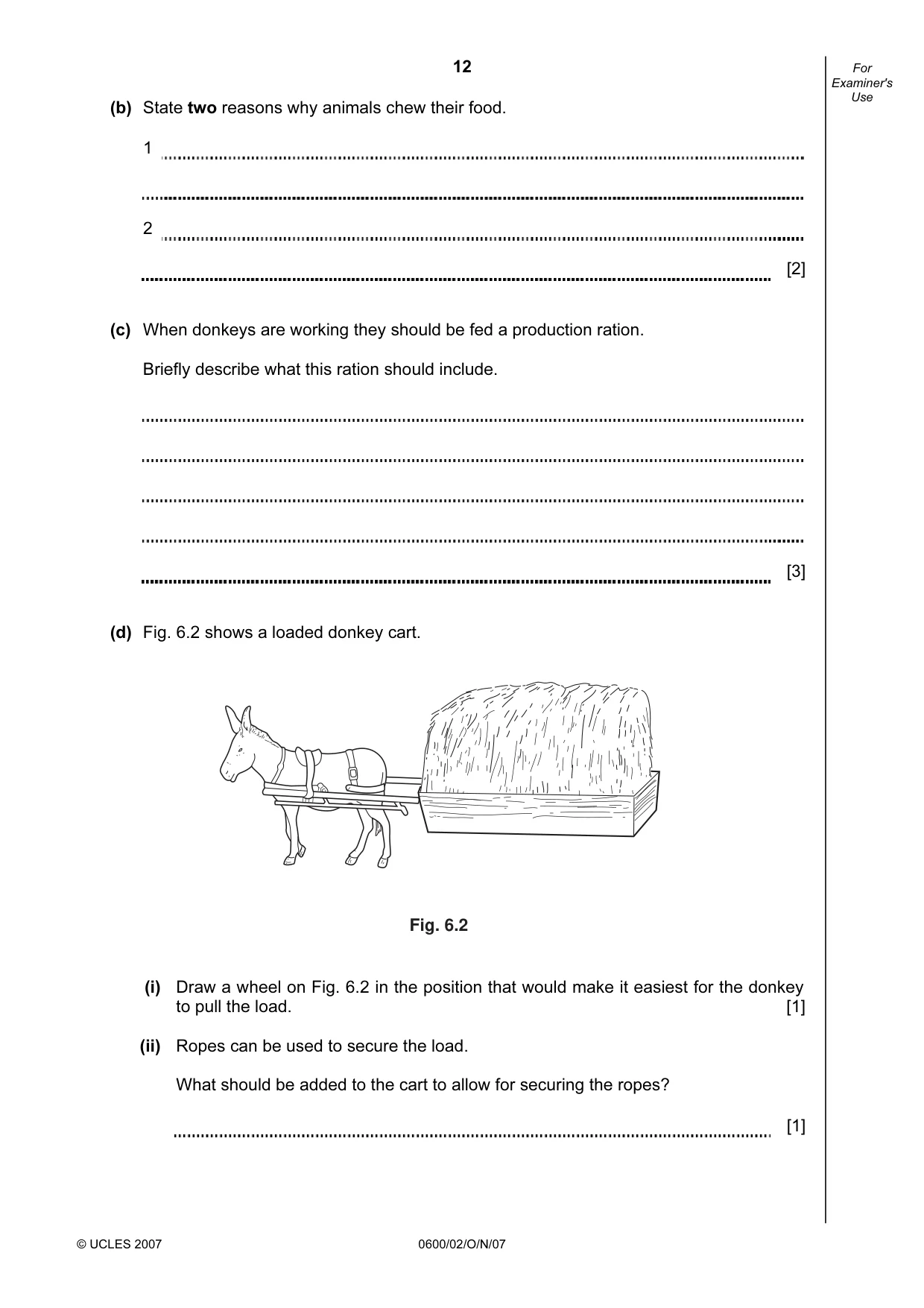 Cambridge IGCSE Agriculture 0600 2007 Oct/Nov Paper 2 · Variant 1 question paper, page 12 of 20