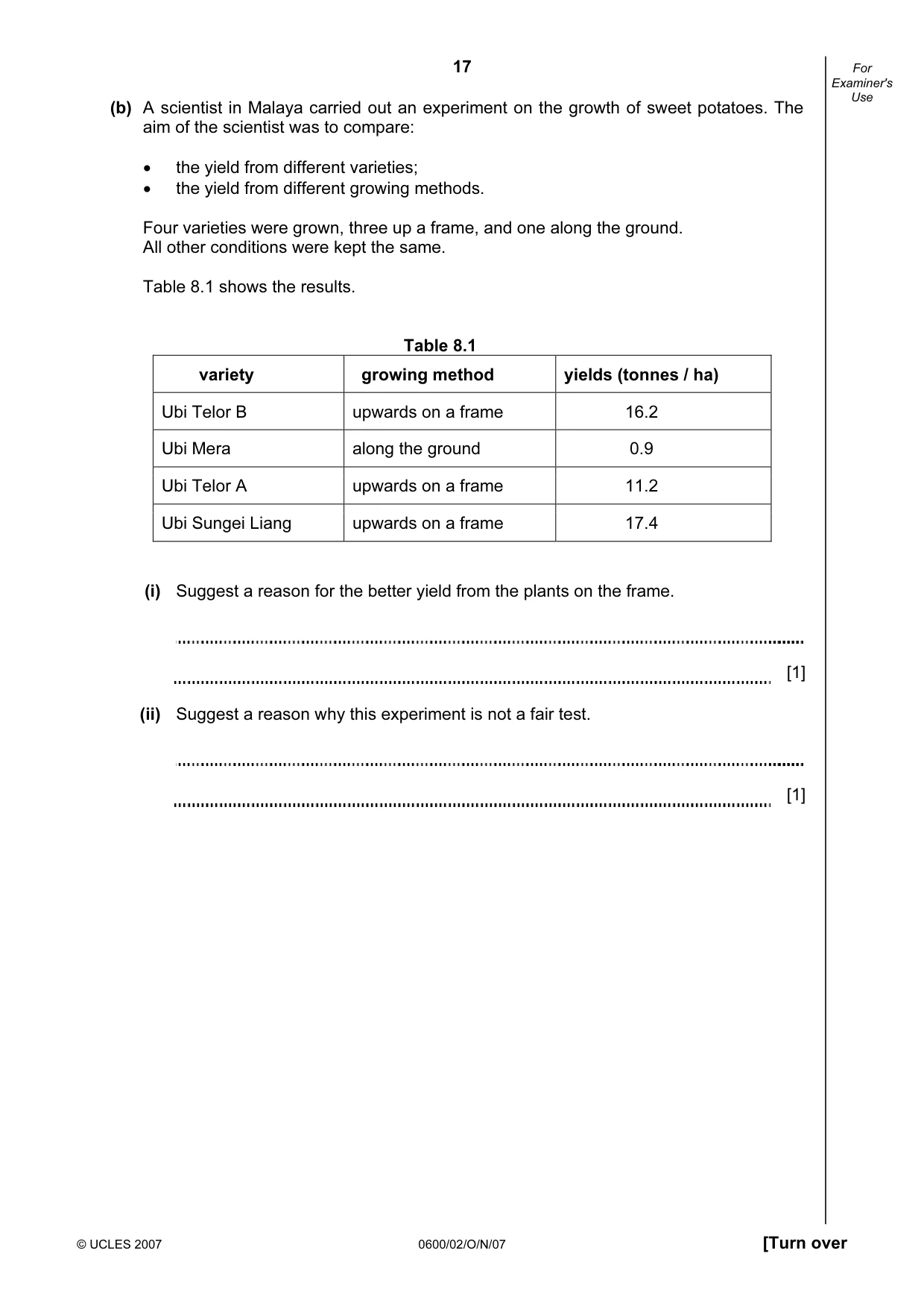 Cambridge IGCSE Agriculture 0600 2007 Oct/Nov Paper 2 · Variant 1 question paper, page 17 of 20