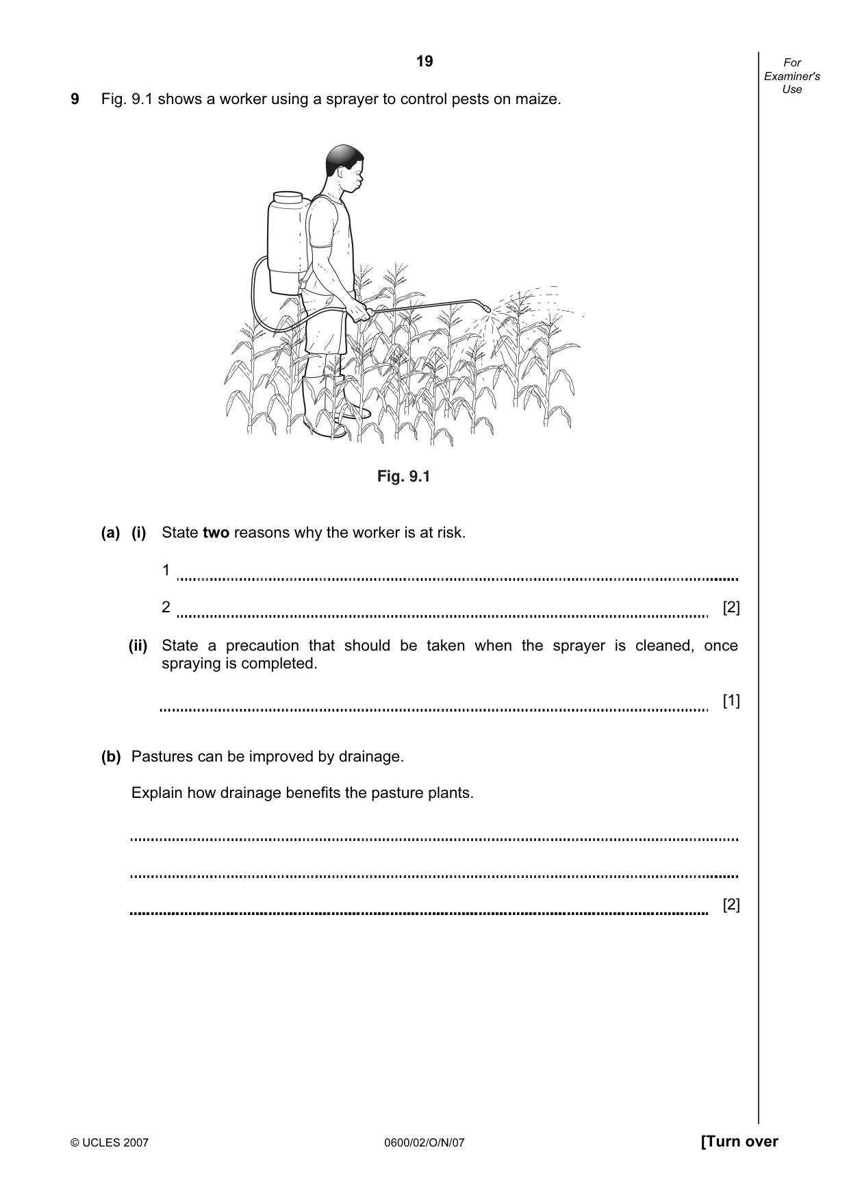 Cambridge IGCSE Agriculture 0600 2007 Oct/Nov Paper 2 · Variant 1 question paper, page 19 of 20