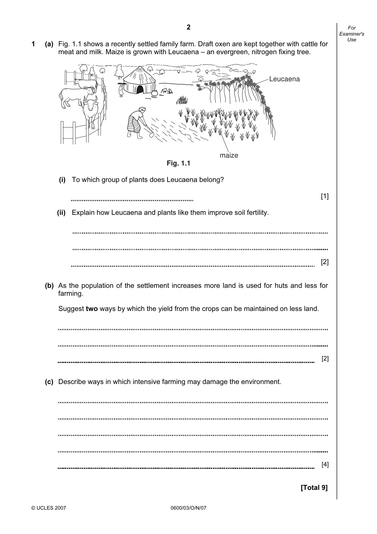 Cambridge IGCSE Agriculture 0600 2007 Oct/Nov Paper 3 · Variant 1 question paper, page 2 of 16