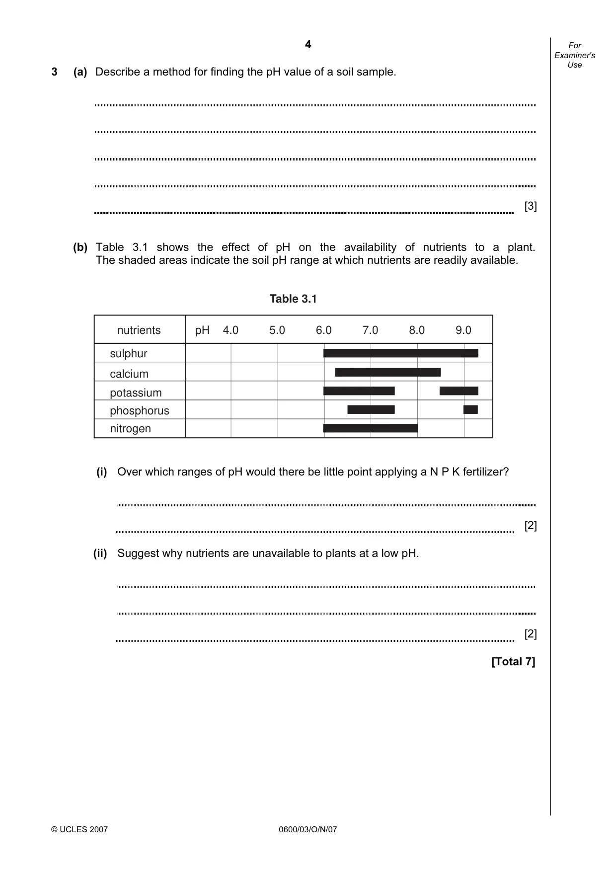 Cambridge IGCSE Agriculture 0600 2007 Oct/Nov Paper 3 · Variant 1 question paper, page 4 of 16