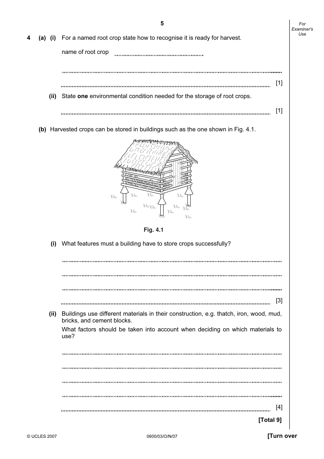 Cambridge IGCSE Agriculture 0600 2007 Oct/Nov Paper 3 · Variant 1 question paper, page 5 of 16