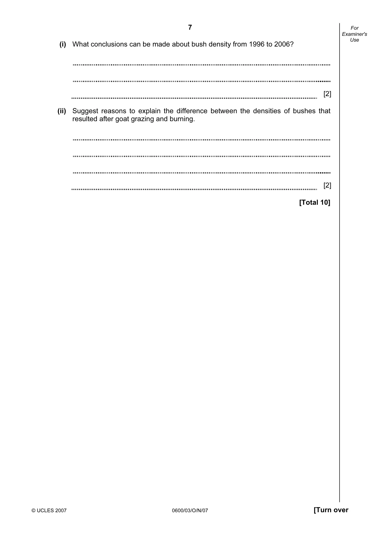 Cambridge IGCSE Agriculture 0600 2007 Oct/Nov Paper 3 · Variant 1 question paper, page 7 of 16