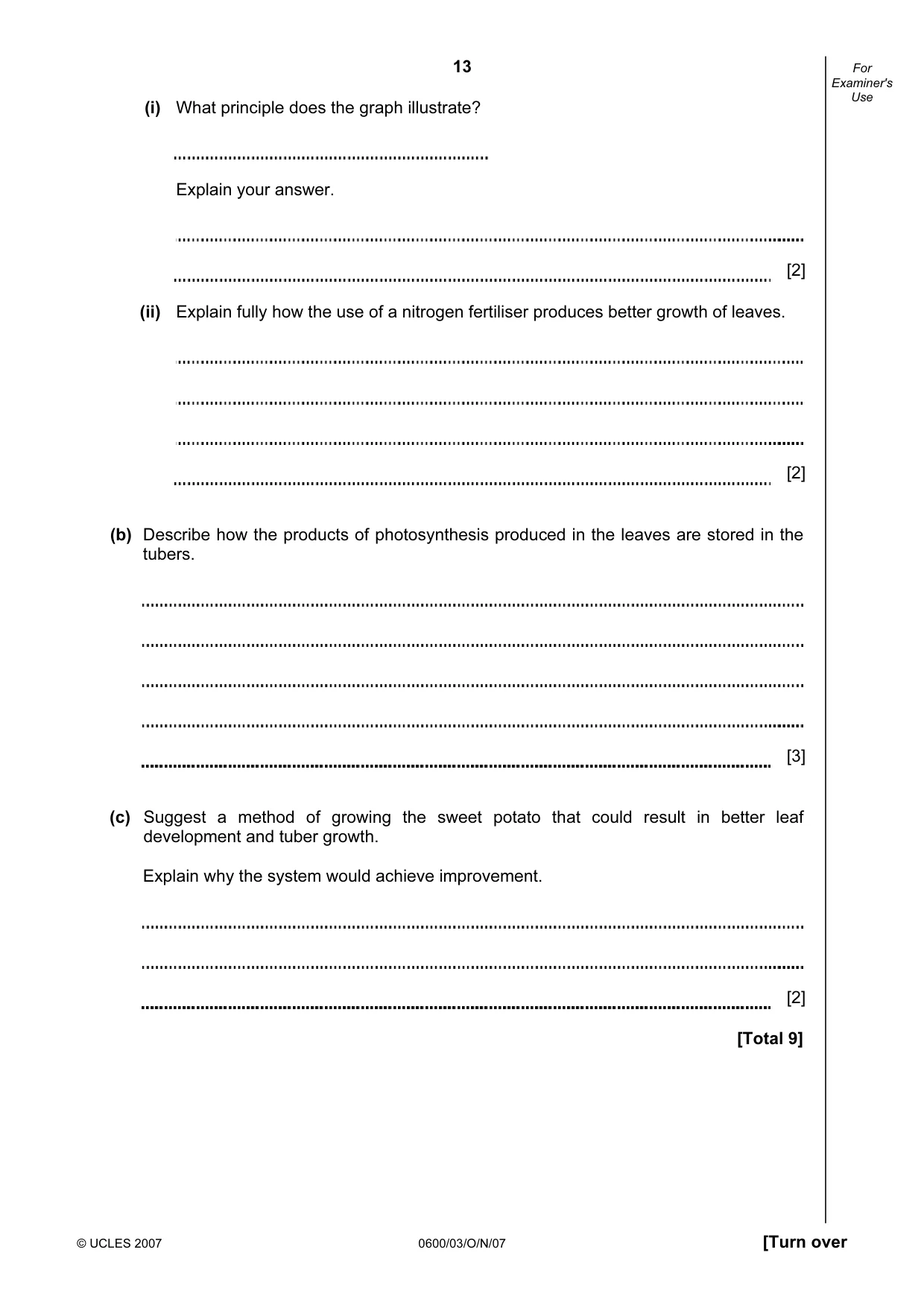 Cambridge IGCSE Agriculture 0600 2007 Oct/Nov Paper 3 · Variant 1 question paper, page 13 of 16