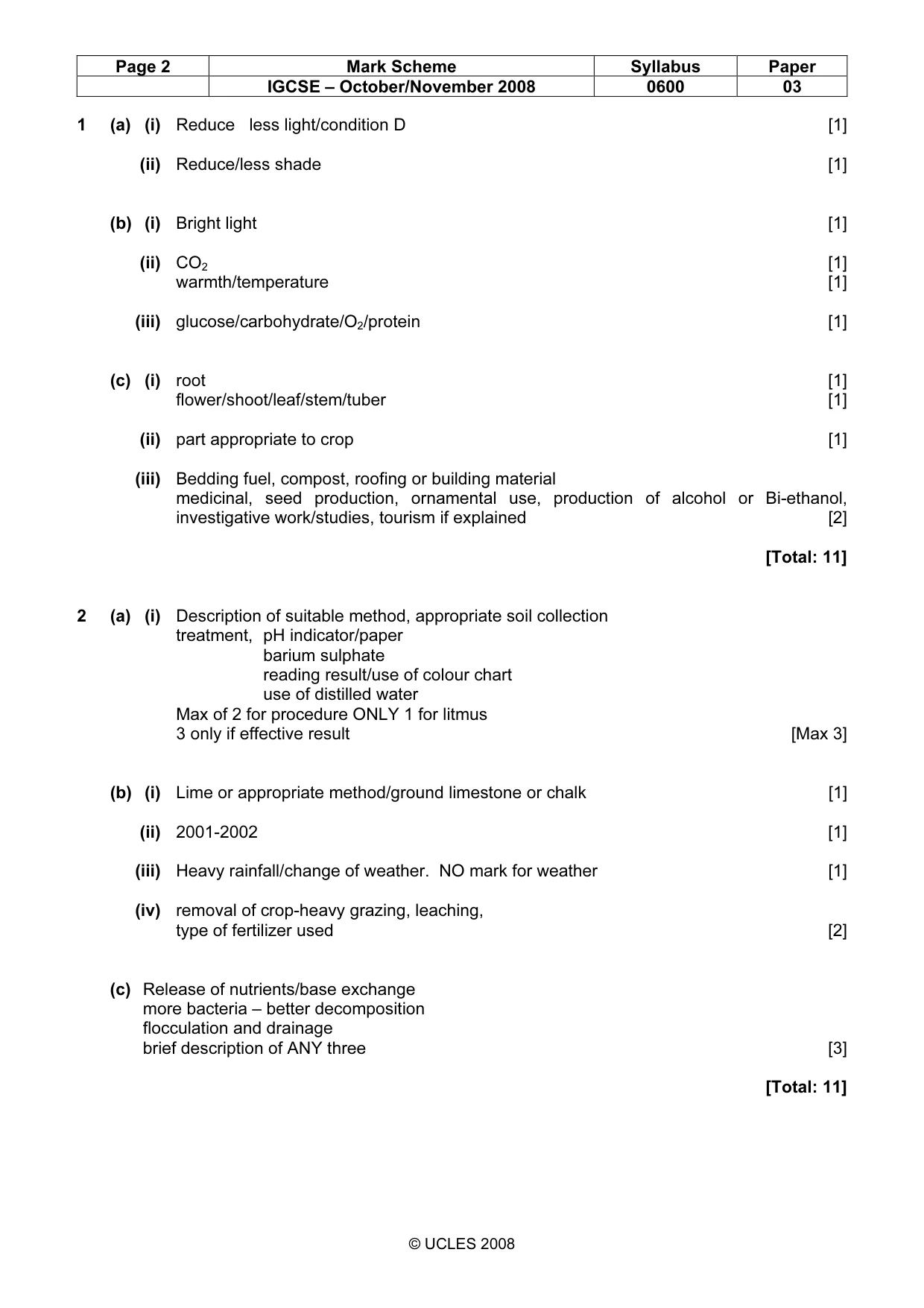 Mark scheme, page 2 of 5