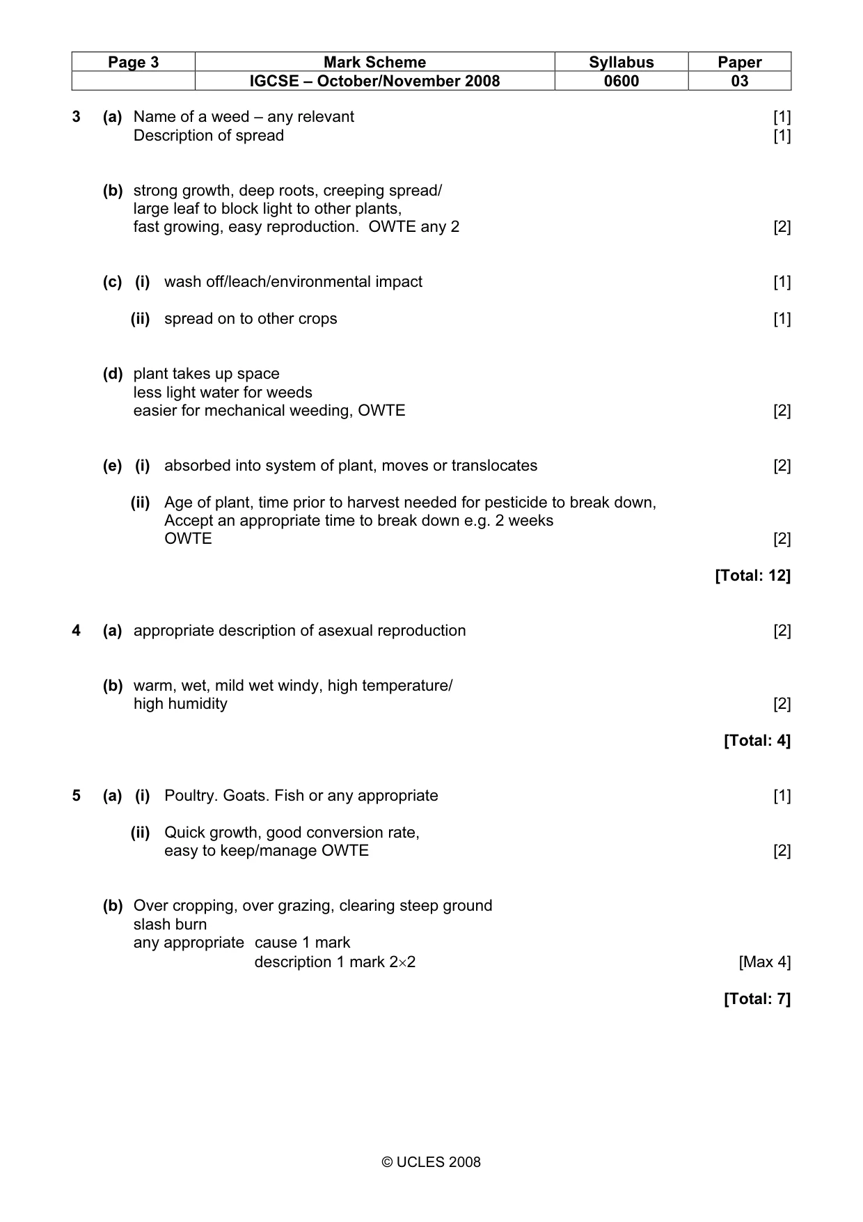 Mark scheme, page 3 of 5